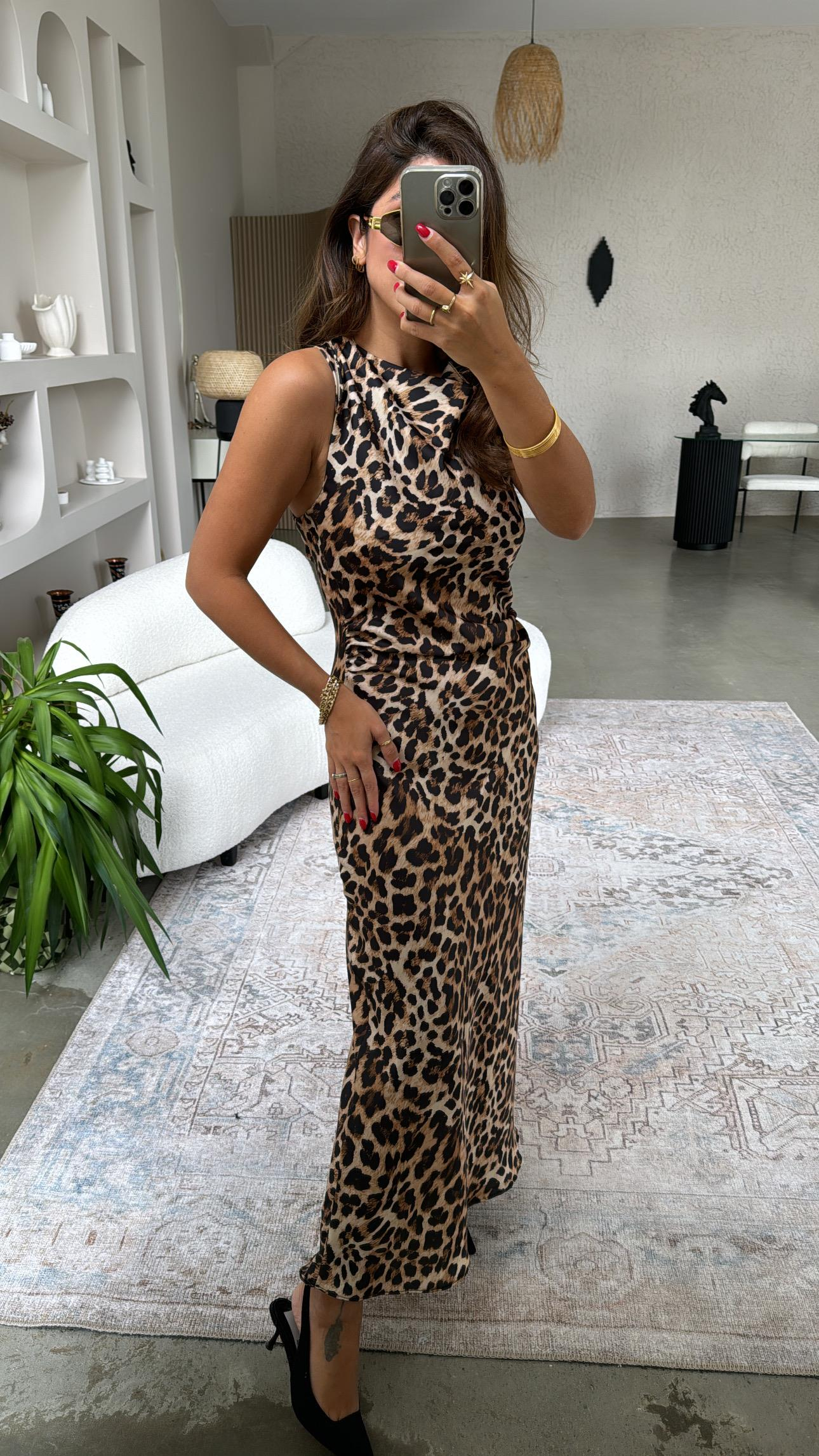 Omuz Detay ZR Model Leopar Elbise