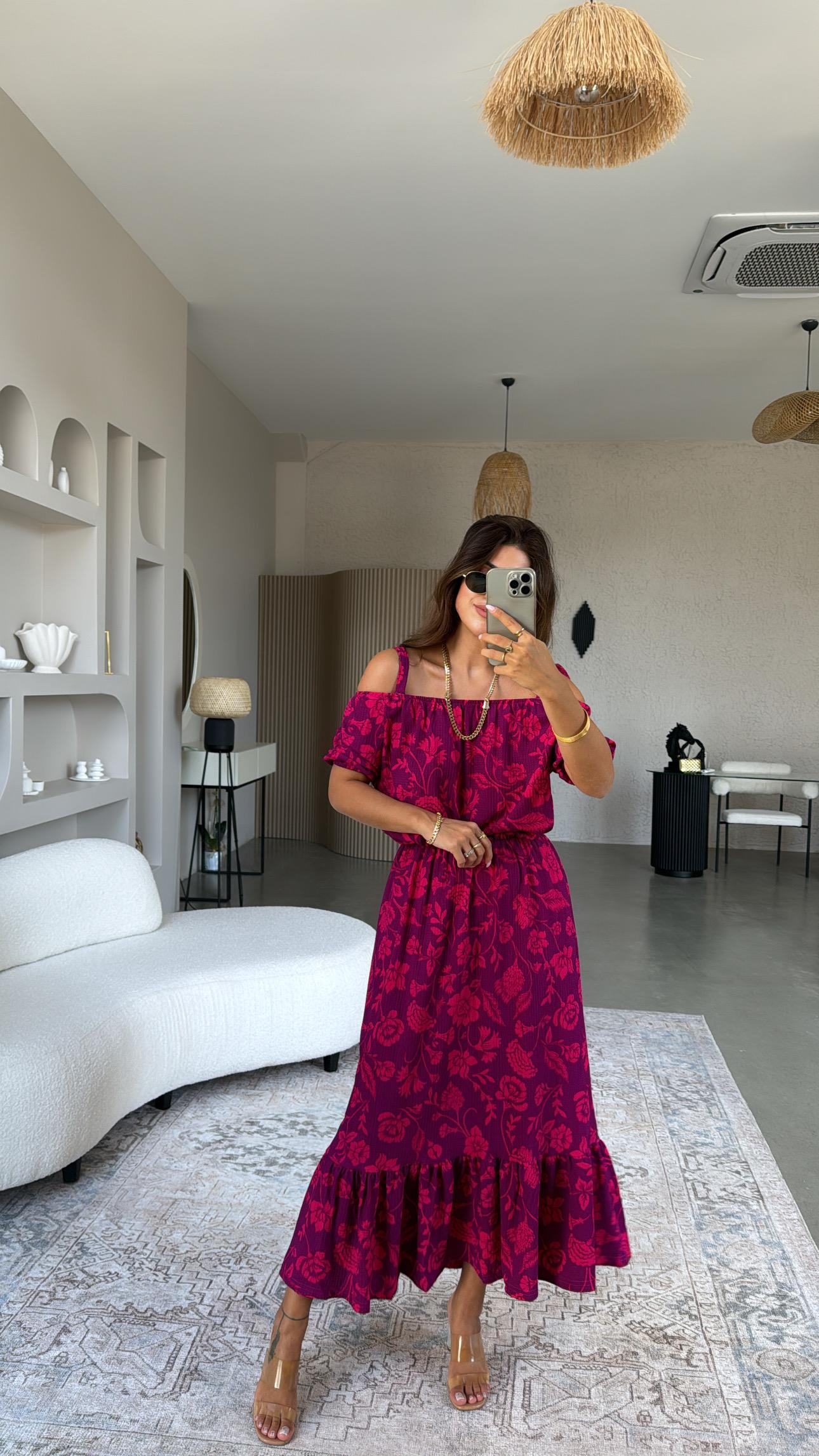 Pembe Desenli Bürümcük Elbise