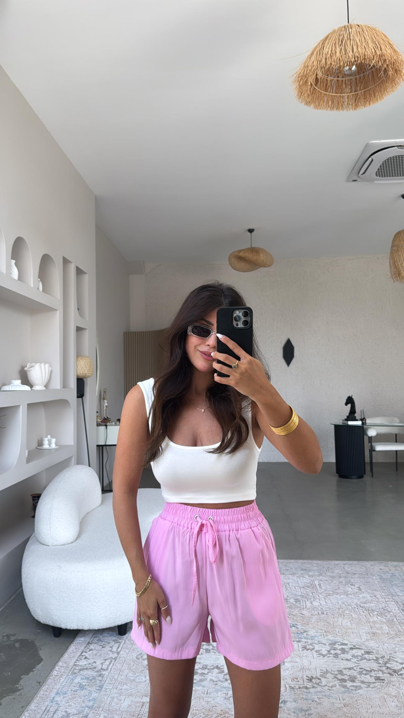 Pembe Tensel Basic Şort
