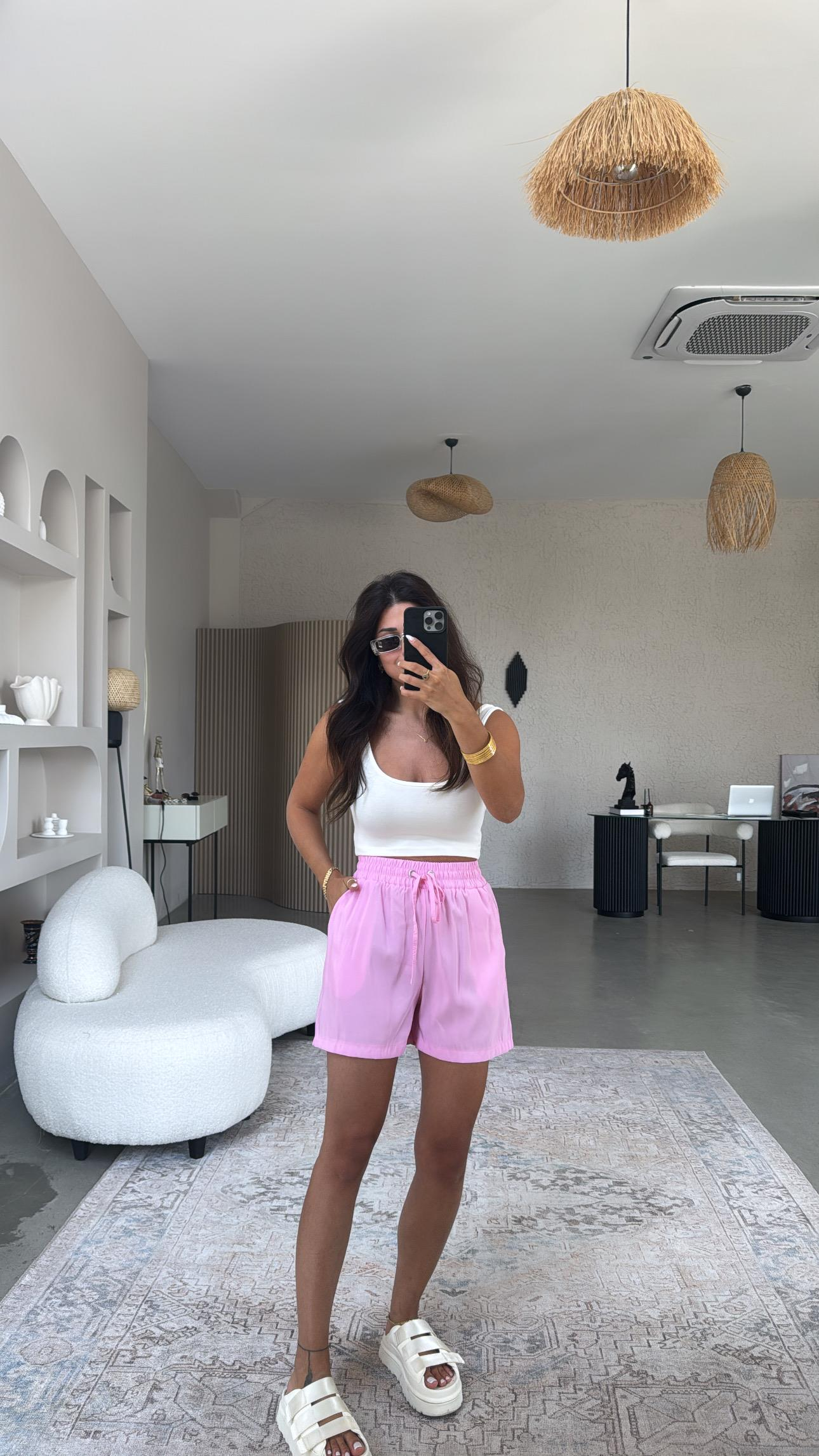 Pembe Tensel Basic Şort