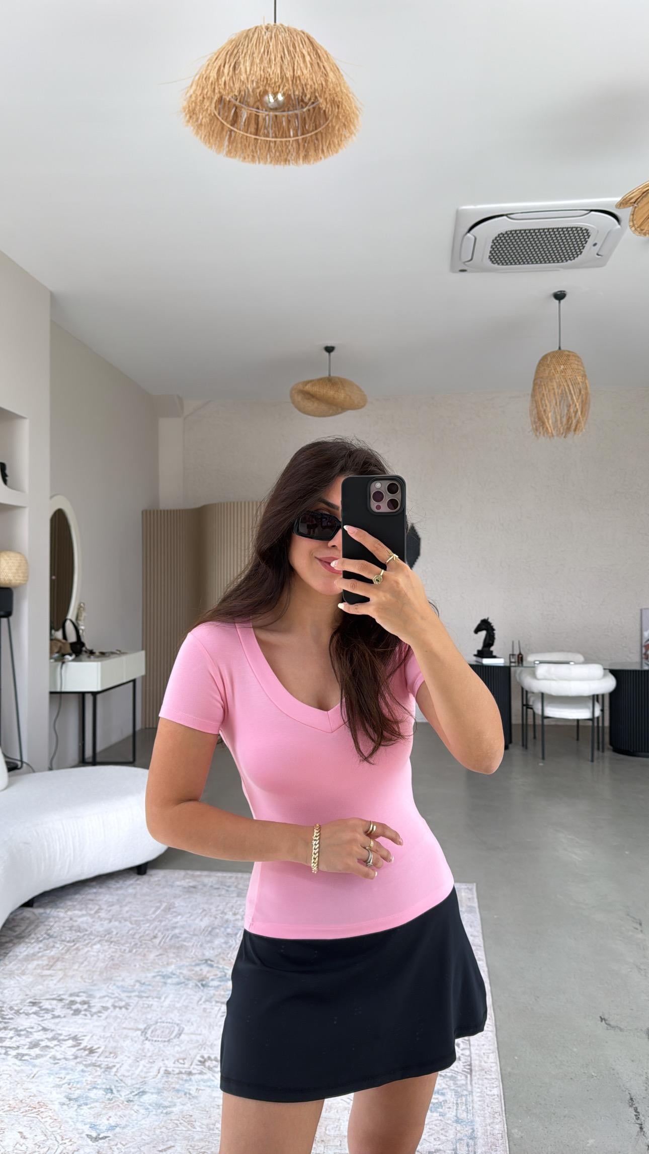 Pembe V Yaka Oys Basic