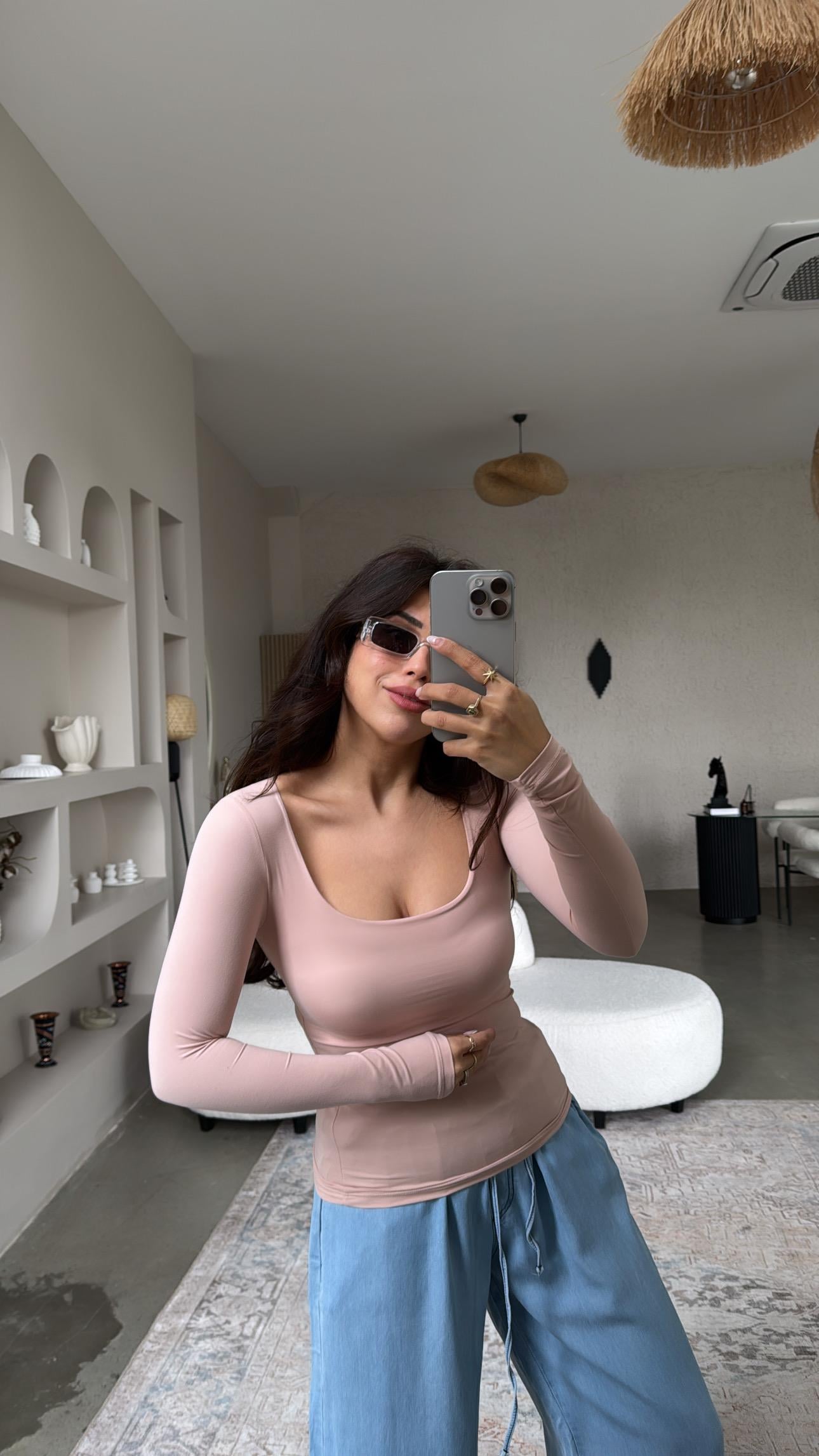 Pudra Kare Yaka Scuba Basic Bluz