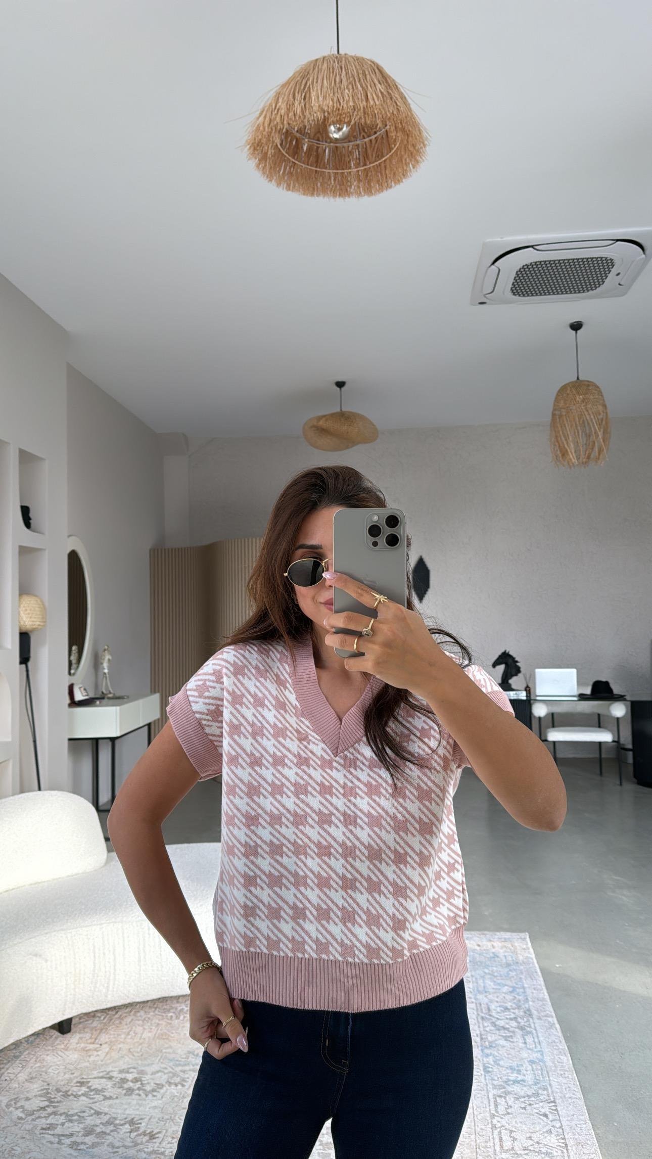 Pudra Kazayağı Triko Bluz