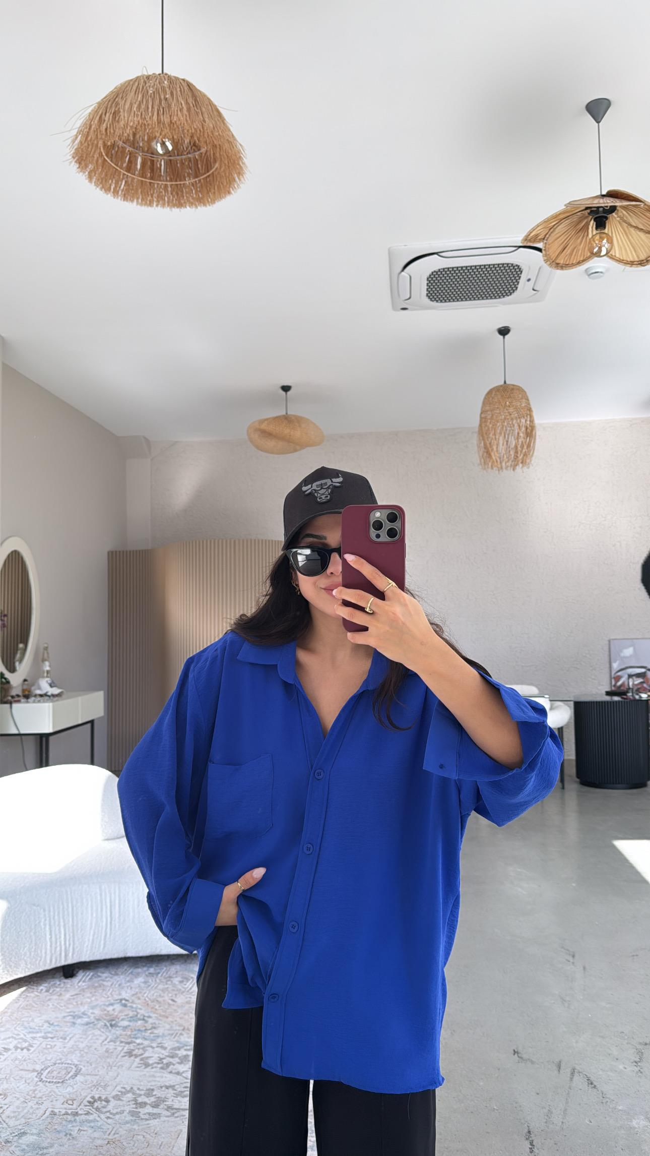 Saks Mavi Tiril Gömlek