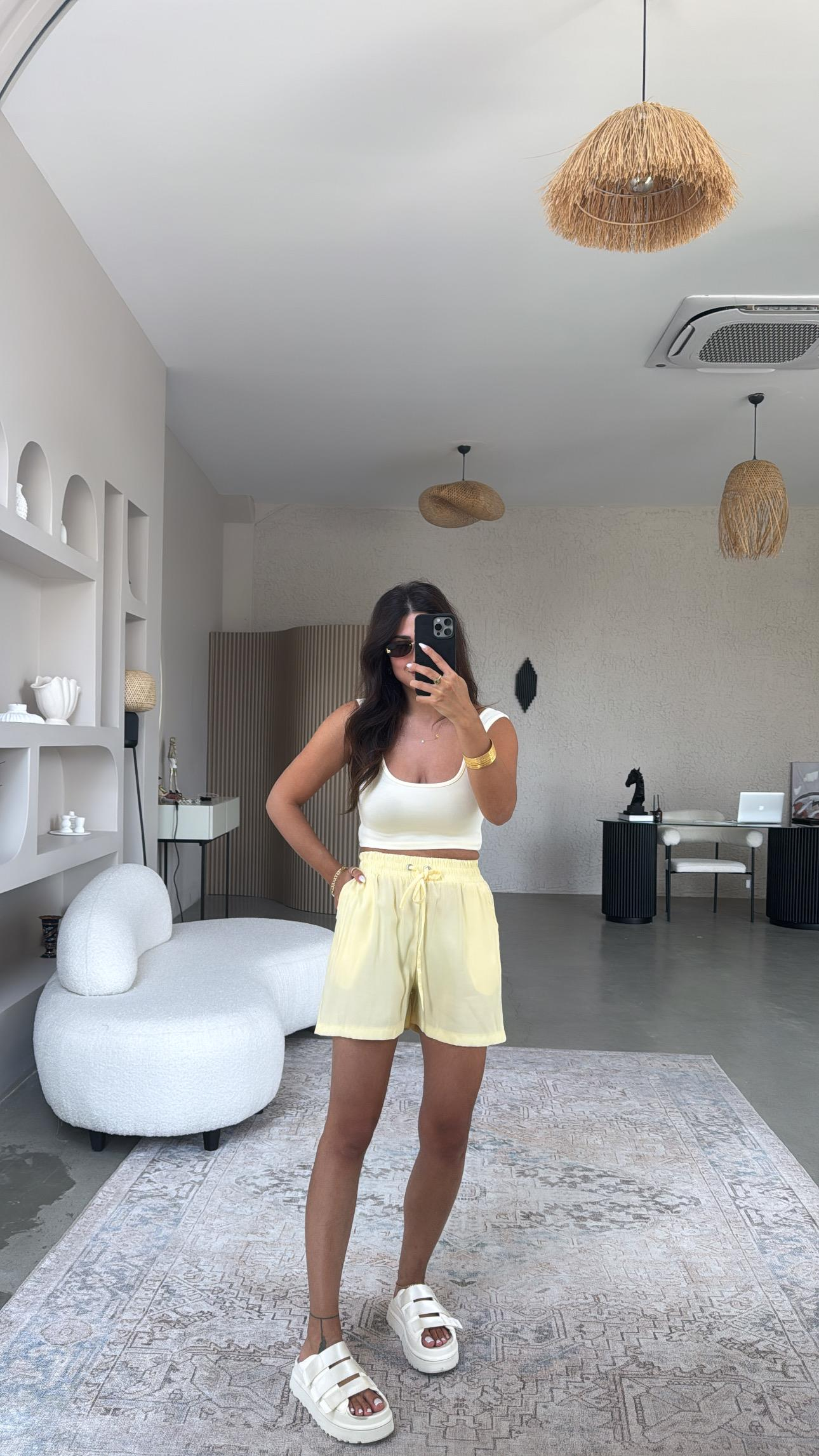Sarı Tensel Basic Şort