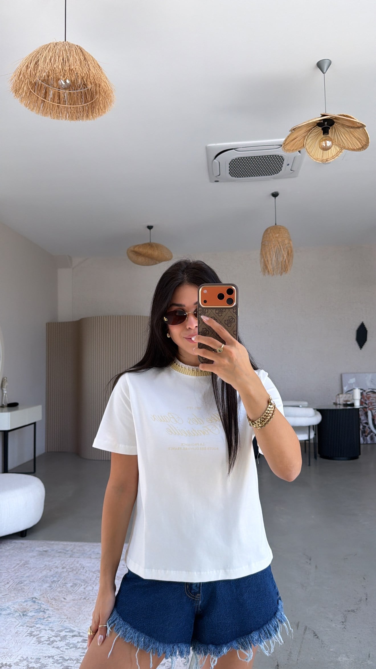 Sarı Triko Detaylı Sarı Yazılı Pamuk Tshirt