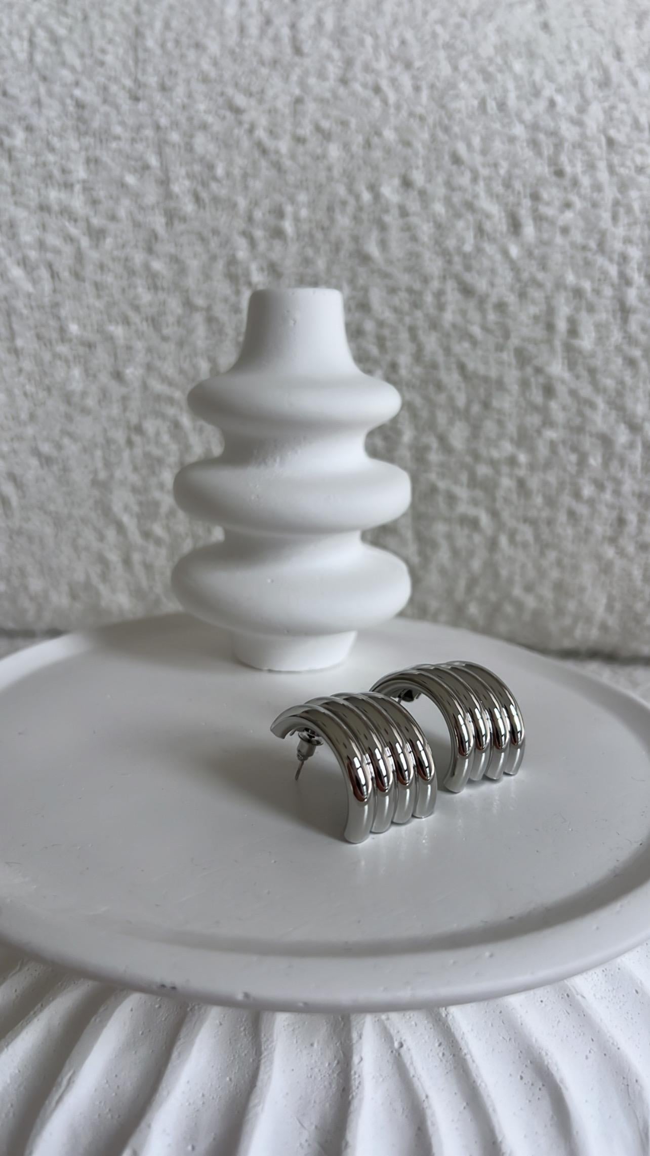 Silver Dört Bombeli Küpe