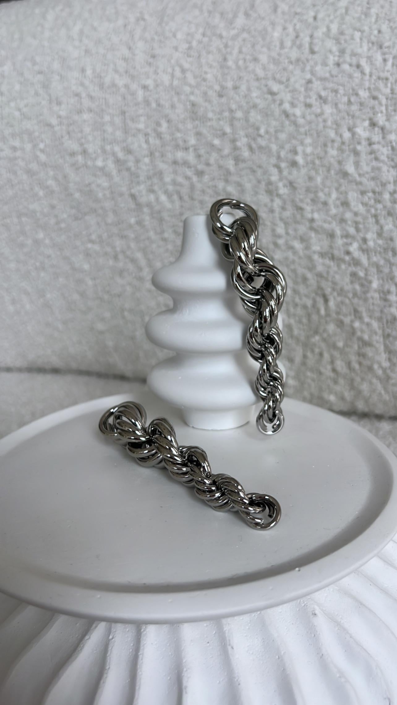 Silver Sarmal Zincir Görünümlü Küpe