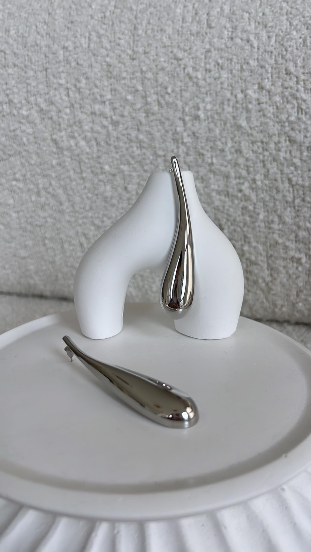 Silver Uzun Damla Küpe