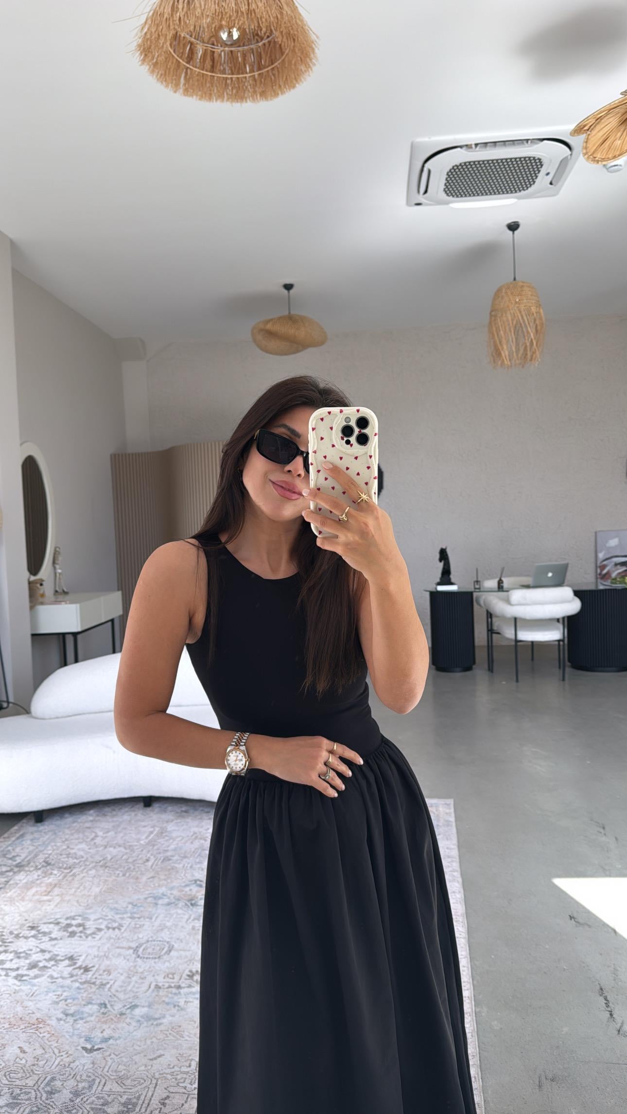 Siyah Altı Poplin Elbise