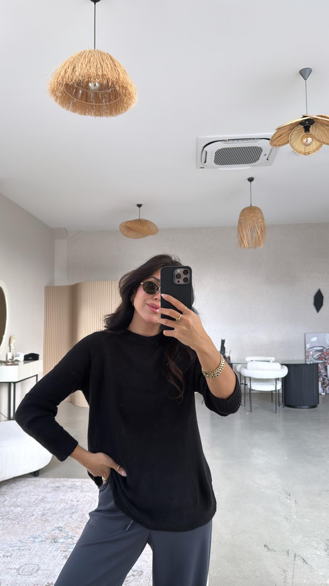 Siyah Basic İnce Kazak