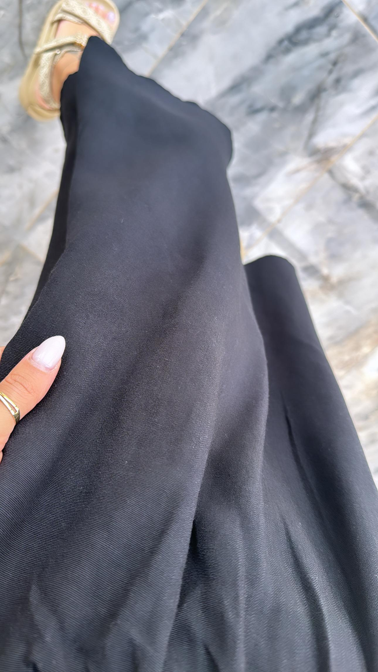 Siyah Basic Keten Etek