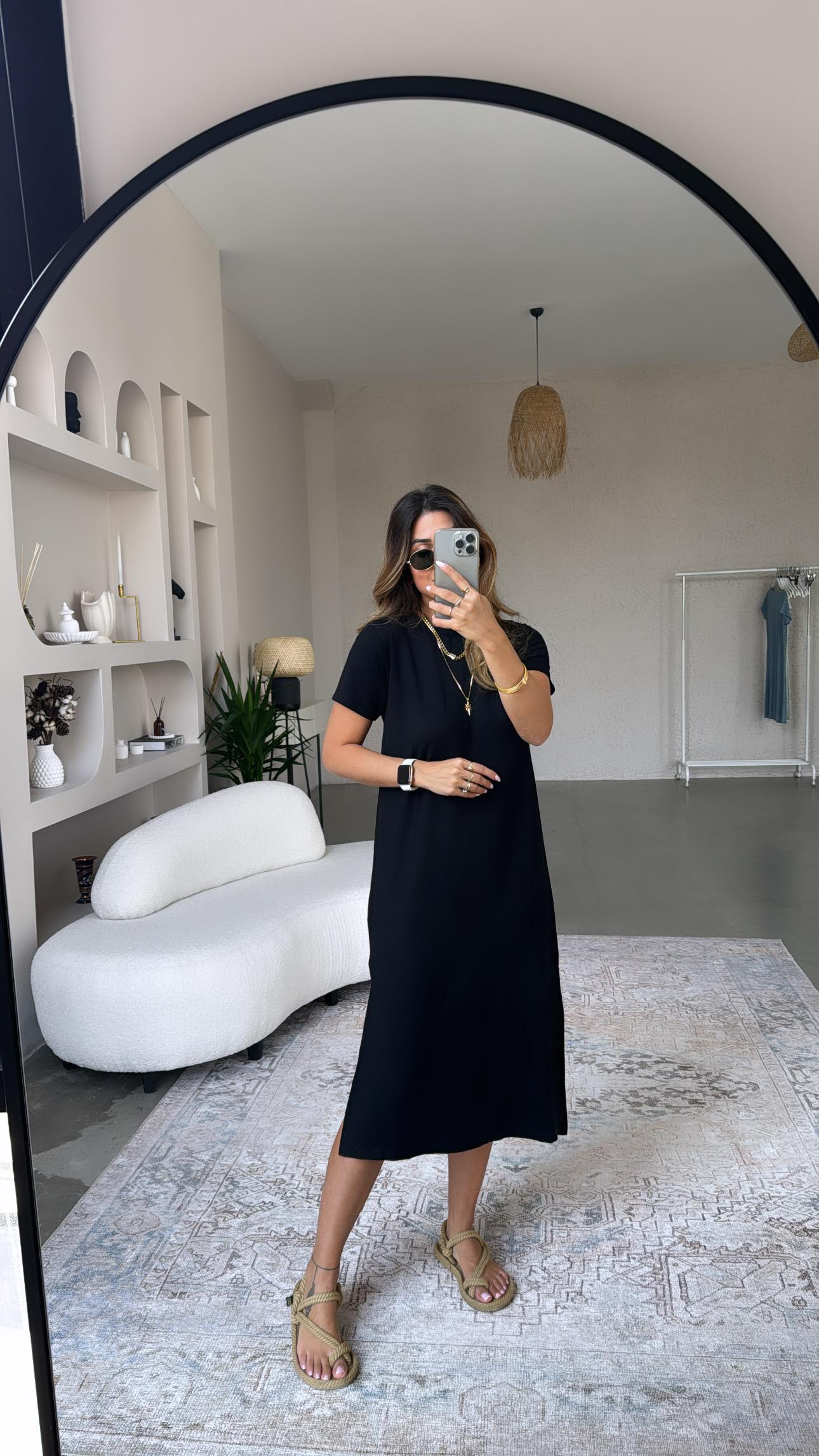 Siyah Basic Kısa Kol Elbise