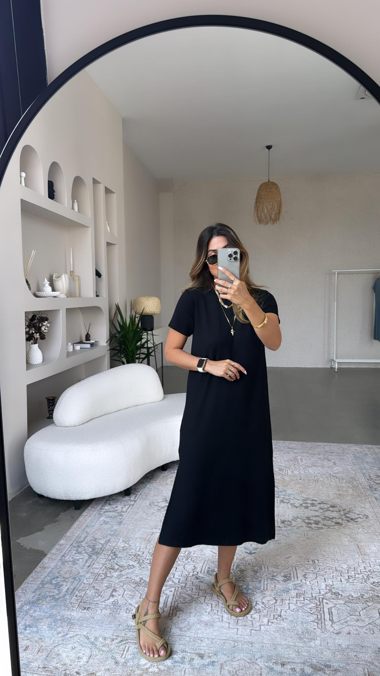 Siyah Basic Kısa Kol Elbise