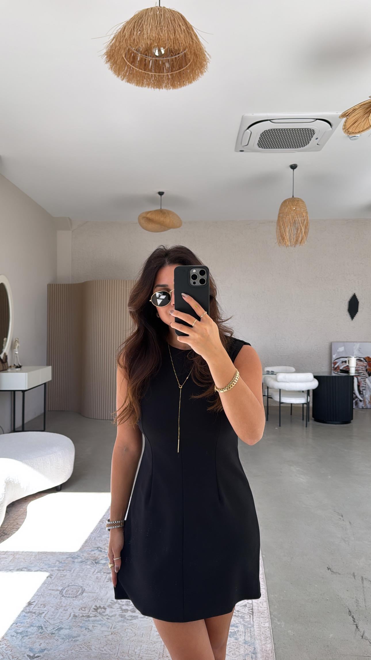 Siyah Basic Krep Joker Elbise