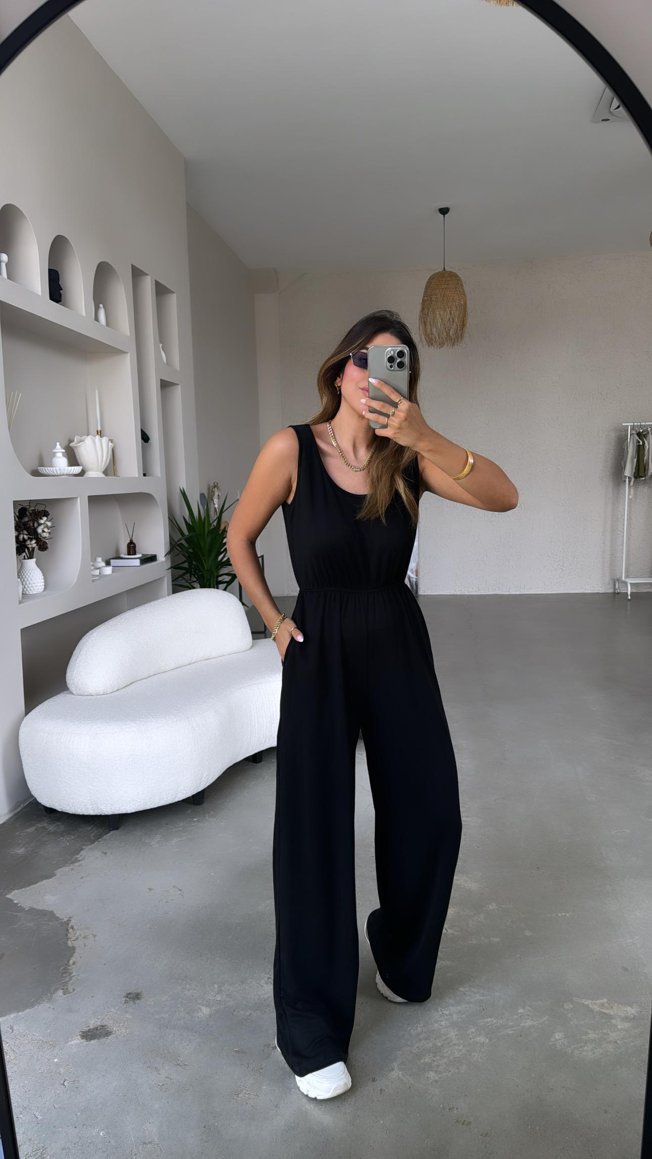 Siyah Basic Modal Tulum