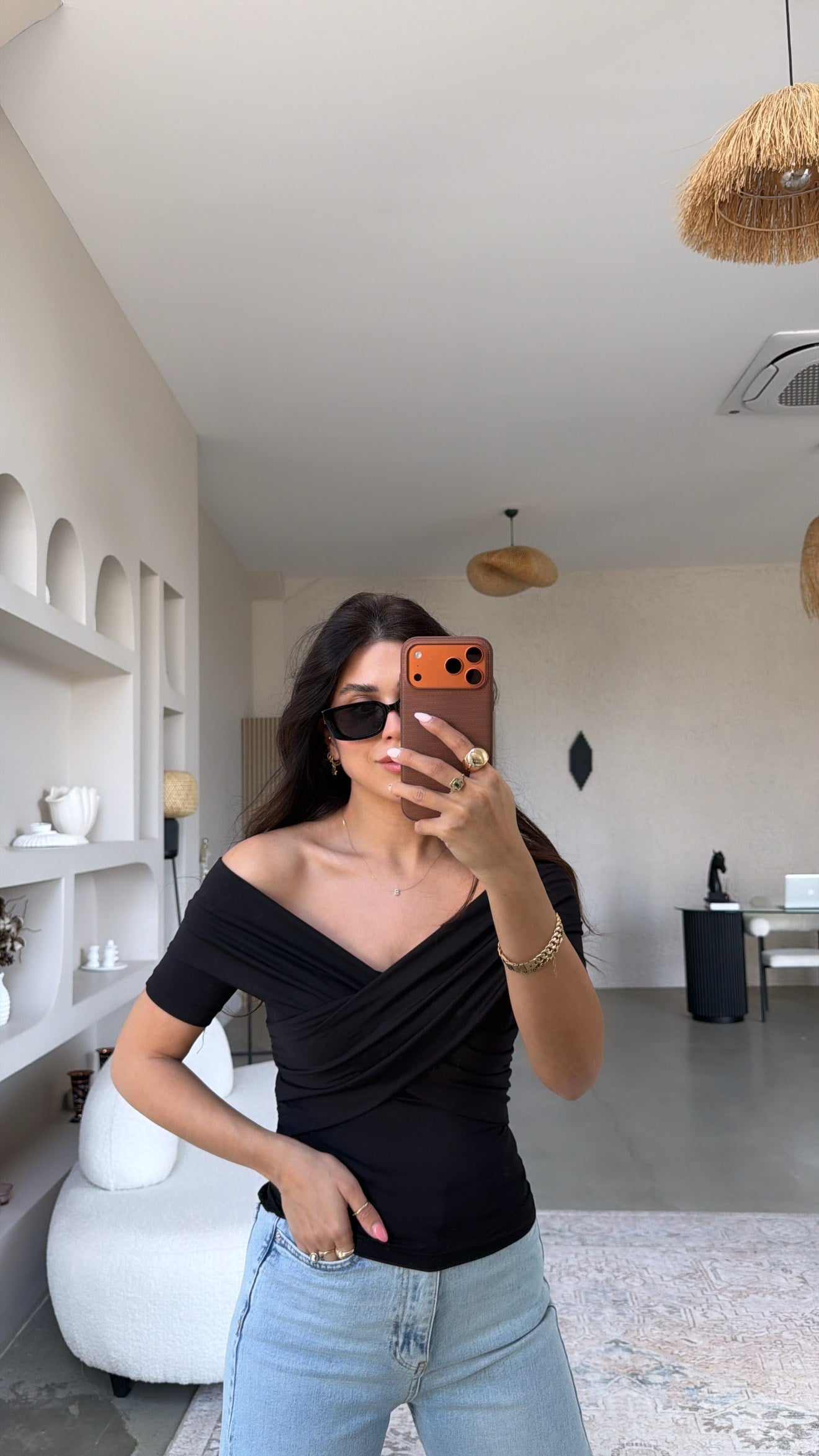 Siyah Çapraz ZR Model Polyamid Bluz