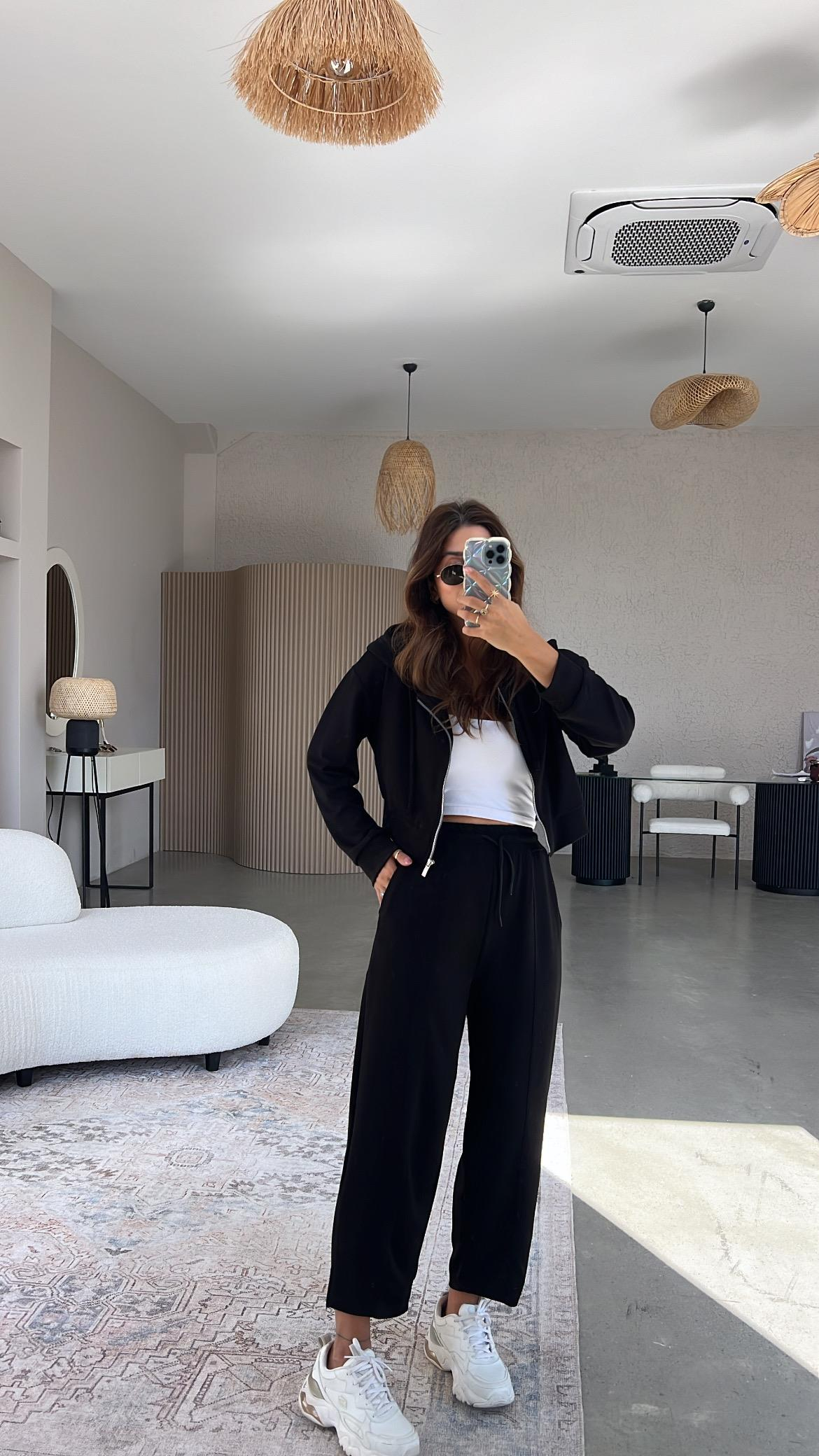 Siyah Çımalı Modal Eşofman