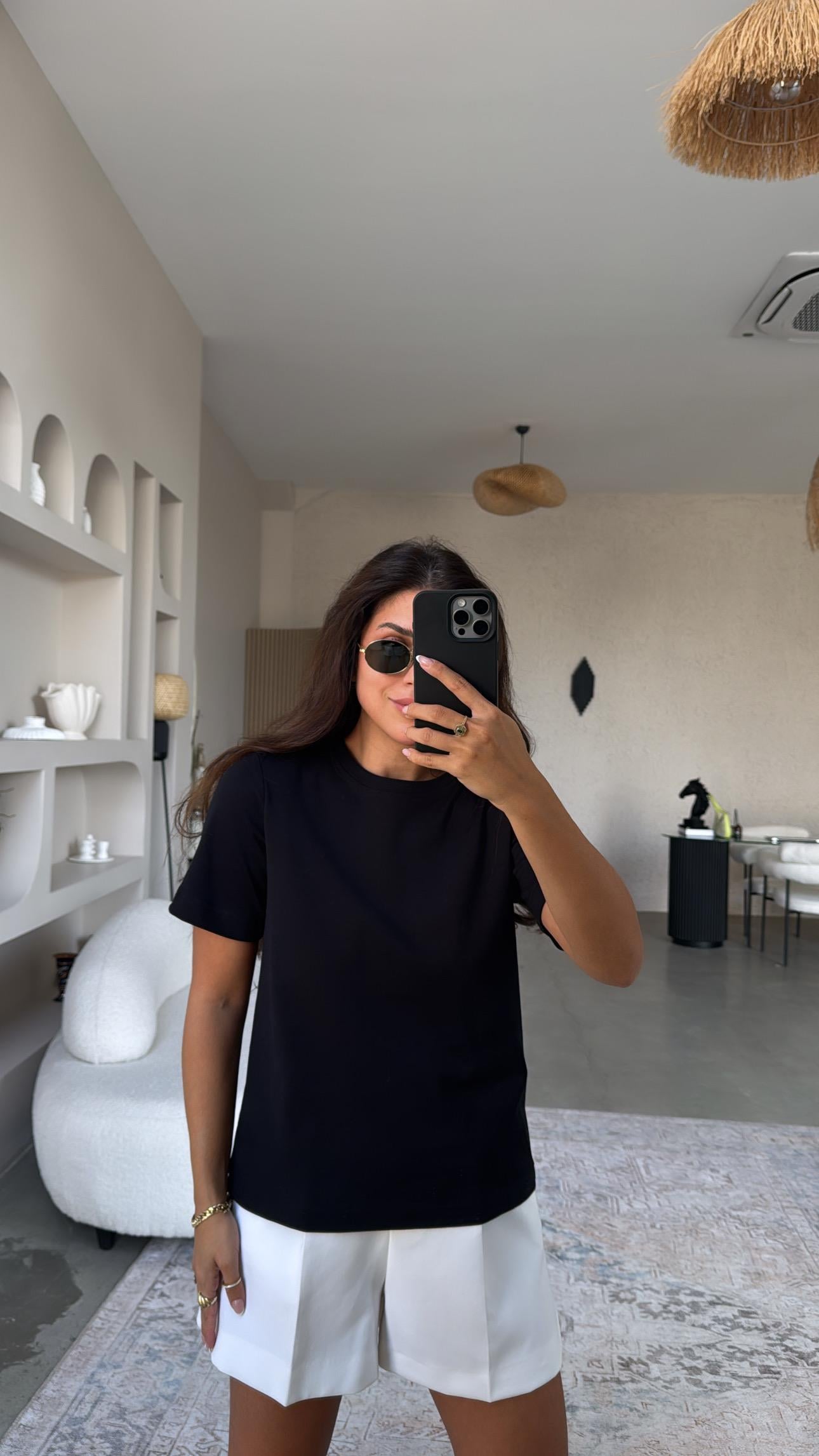 Siyah Dlv Basic Pamuk Tshirt