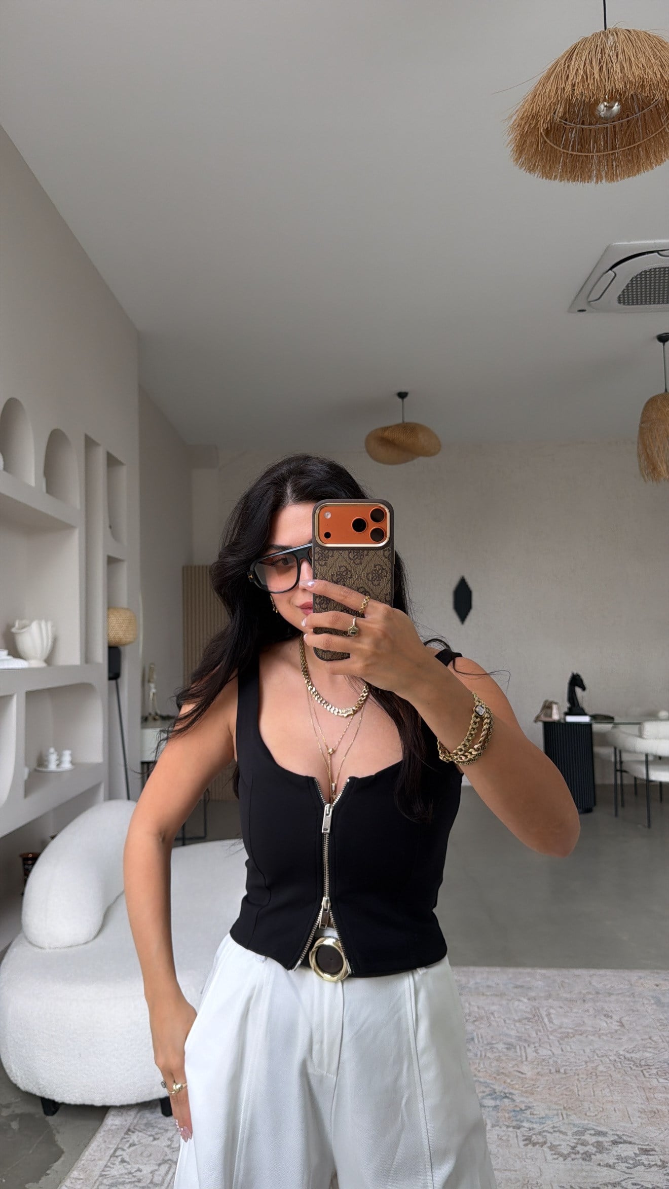 Siyah Dlv Hareketli Fermuarlı Büstiyer