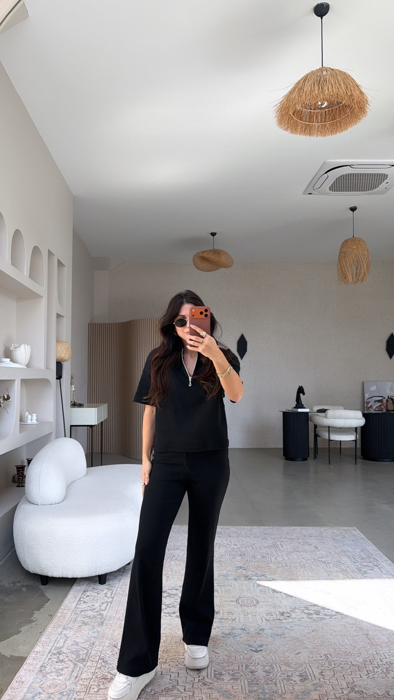 Siyah Fitilli Fermuarlı Kısa Kol Basic Takım