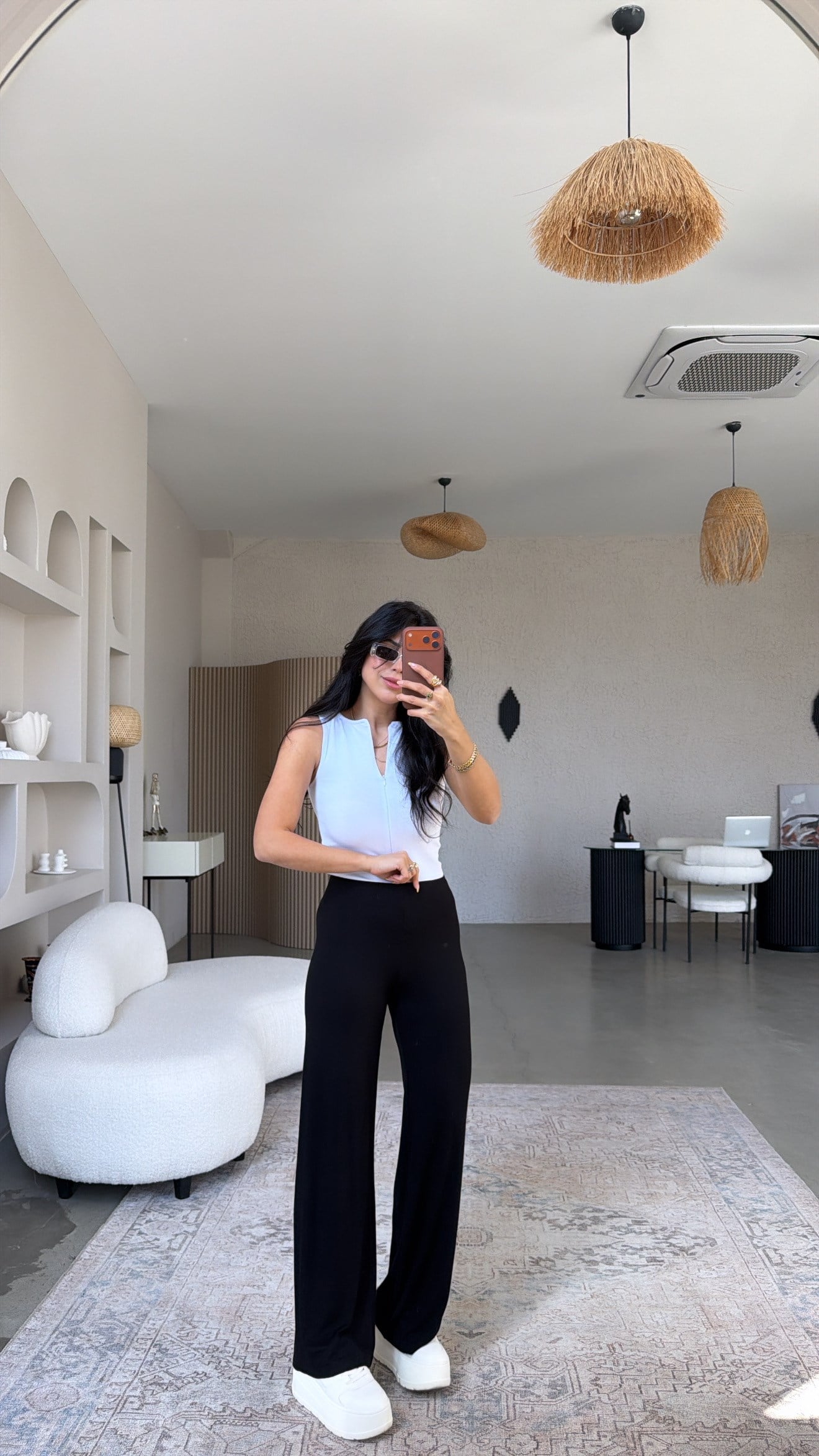 Siyah Fitilli Pamuklu Rahat Pantolon