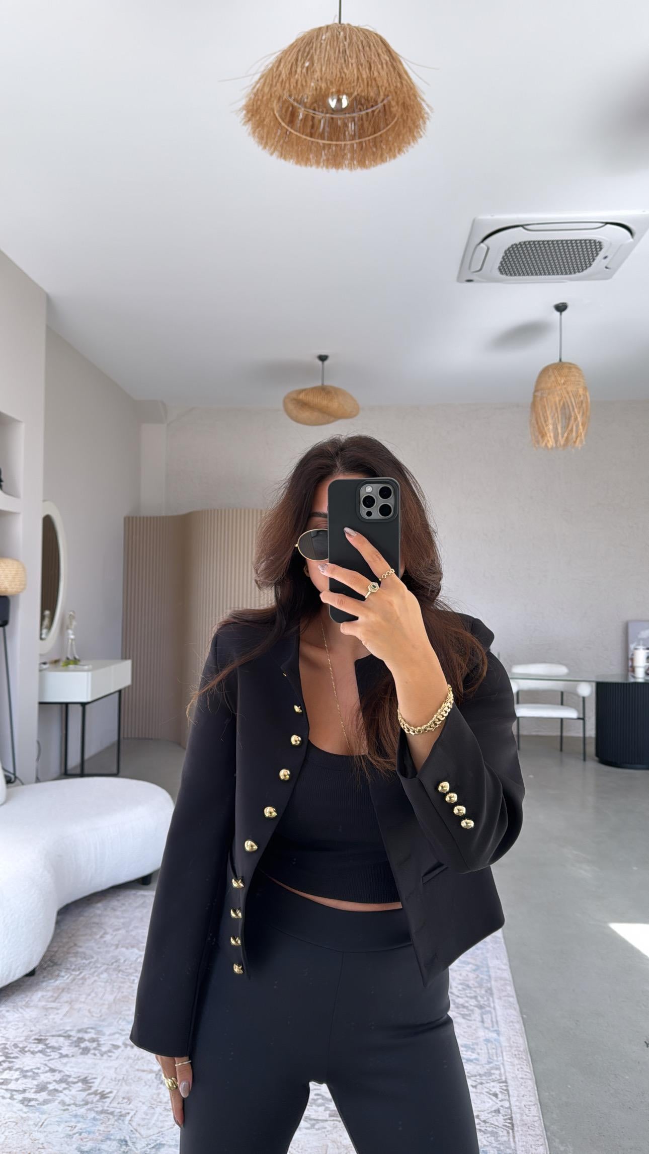 Siyah Gold Düğmeli ZR Model Premium Ceket