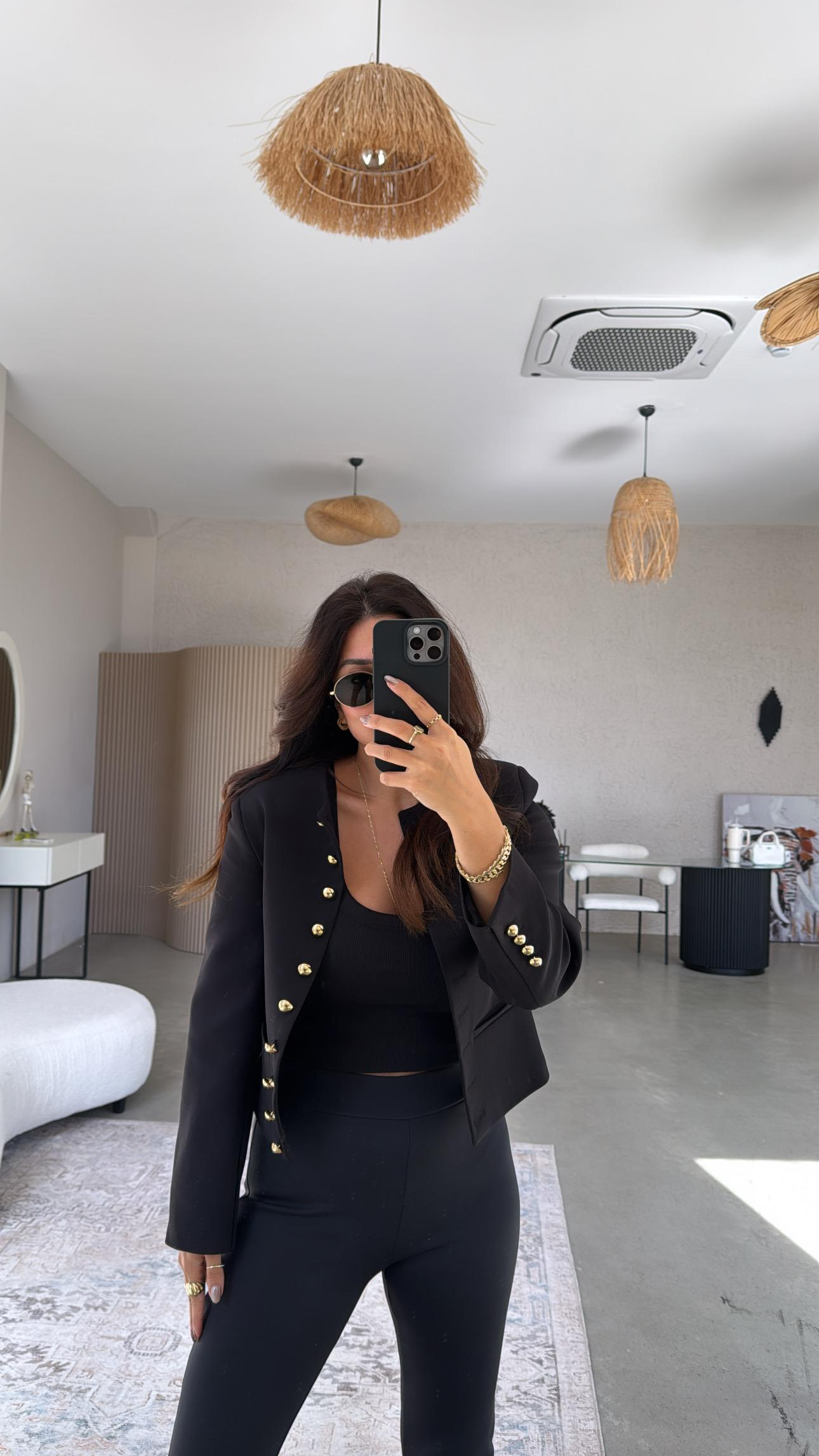 Siyah Gold Düğmeli ZR Model Premium Ceket
