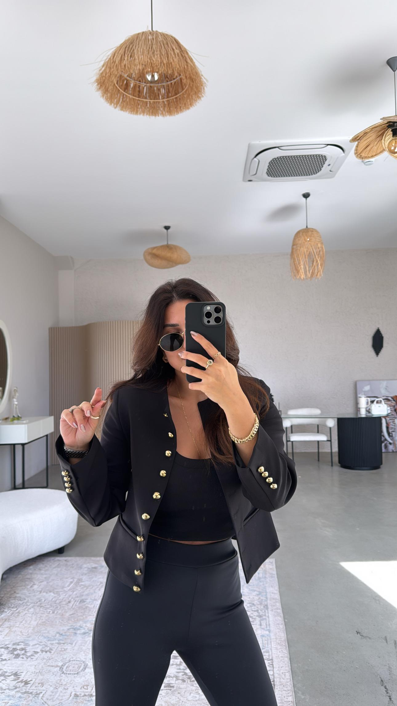Siyah Gold Düğmeli ZR Model Premium Ceket