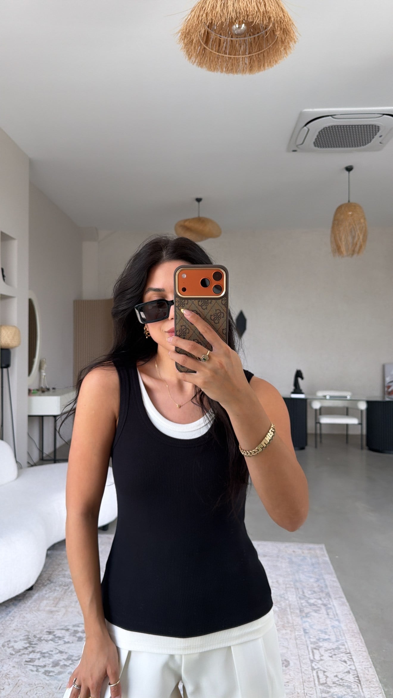 Siyah Kaşkorse Çiftli Garnili Atlet