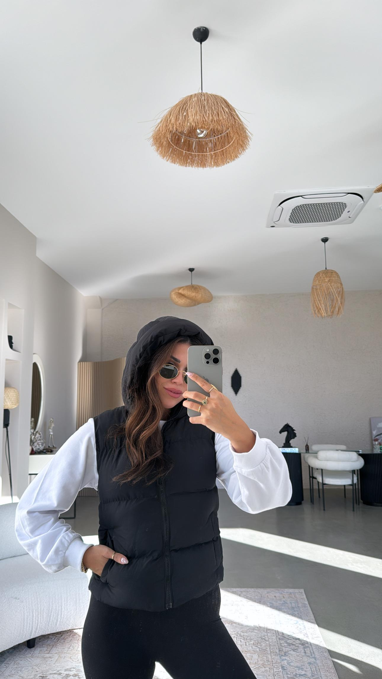 Siyah Kısa Şişme Yelek