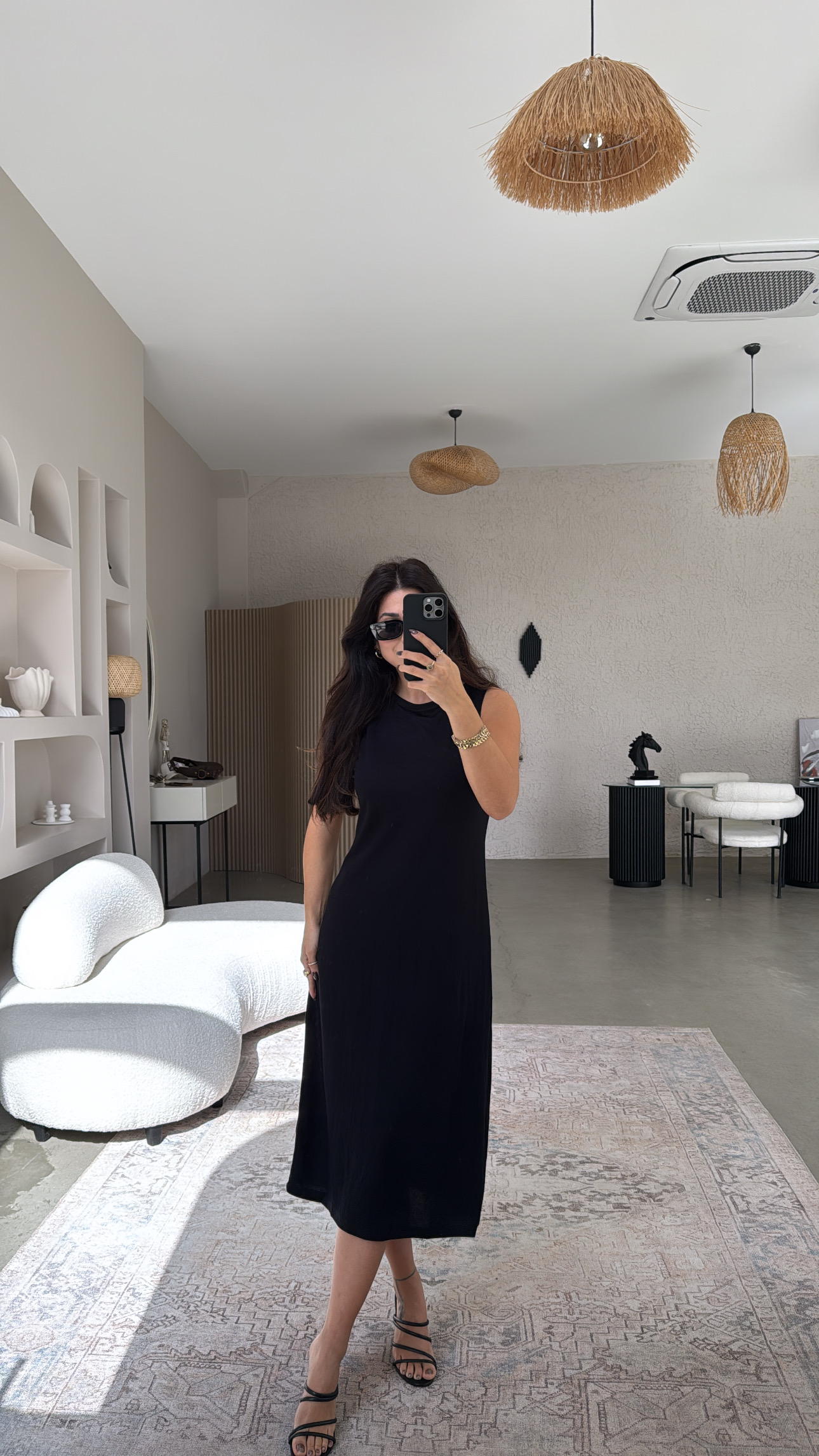 Siyah Kolsuz Tensel Basic Elbise