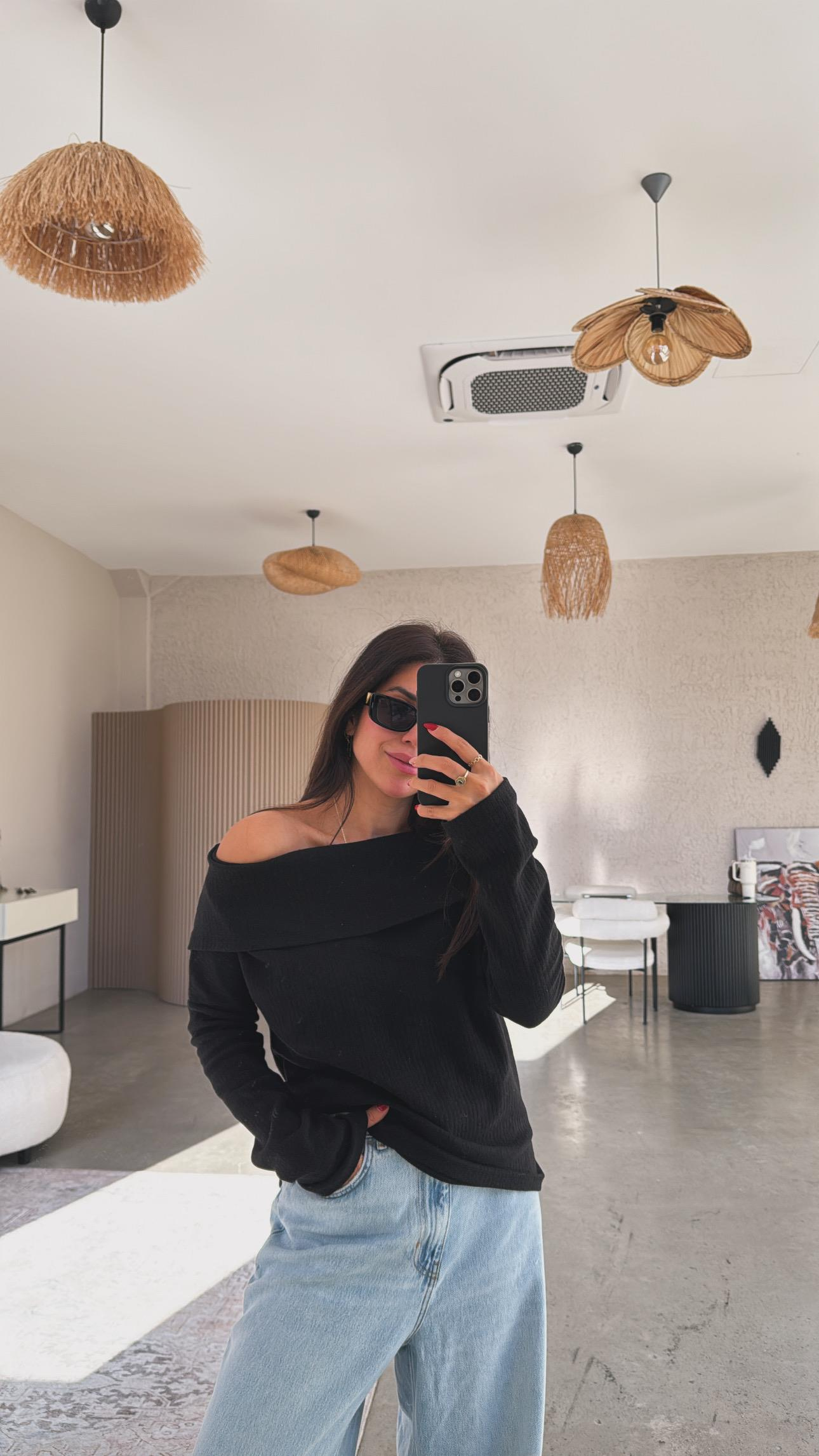 Siyah Madonna Basic Bluz