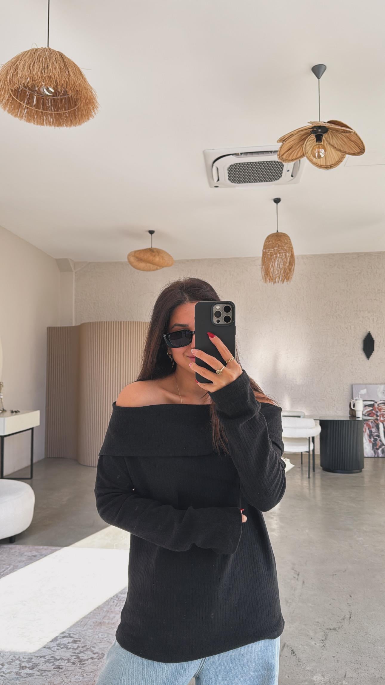 Siyah Madonna Basic Bluz