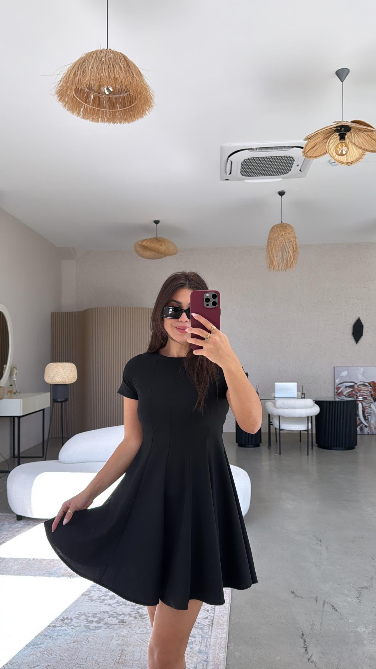 Siyah Massi Kısa Kollu Kiloş Elbise