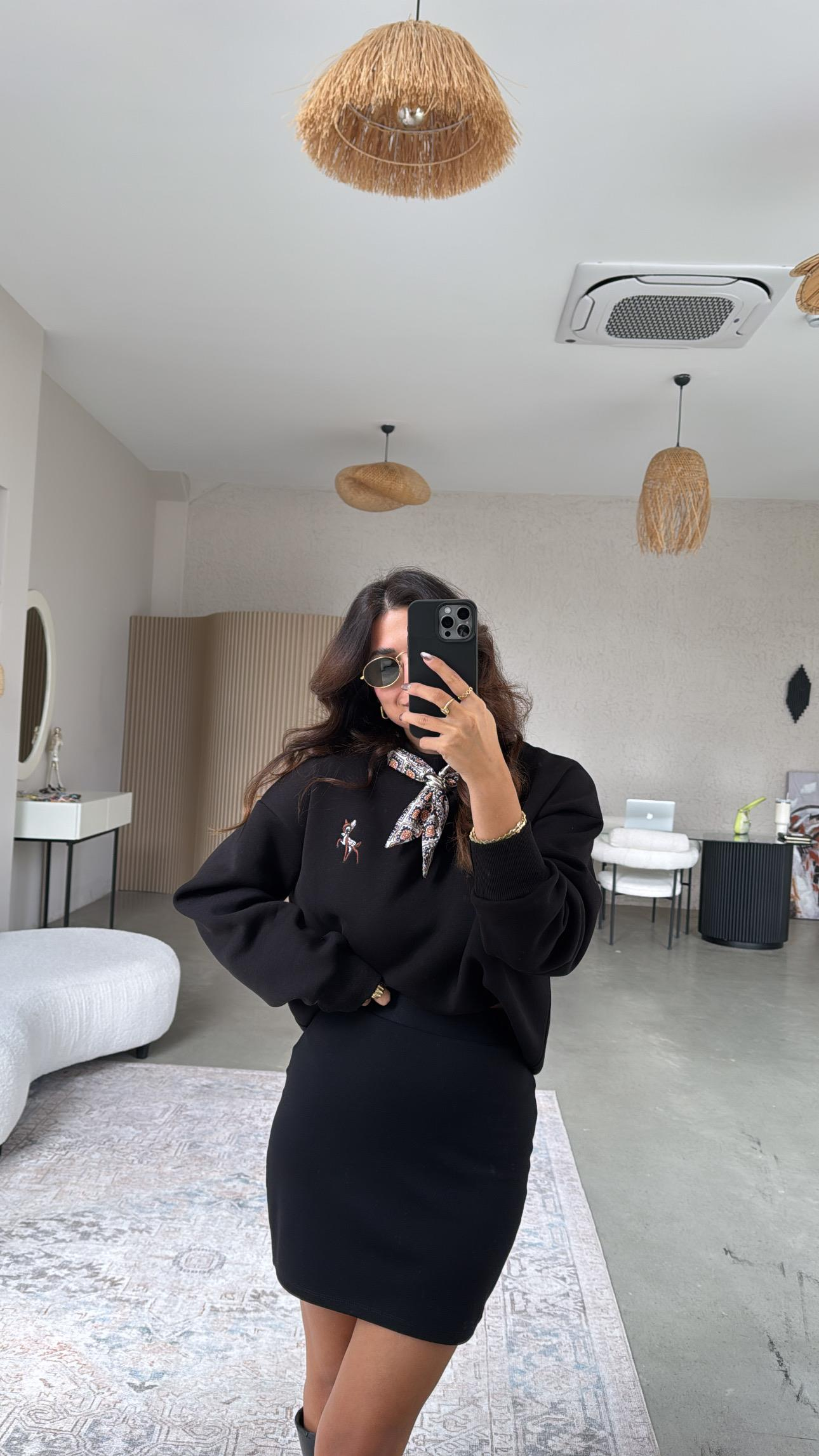 Siyah Mini Modal Basic Etek