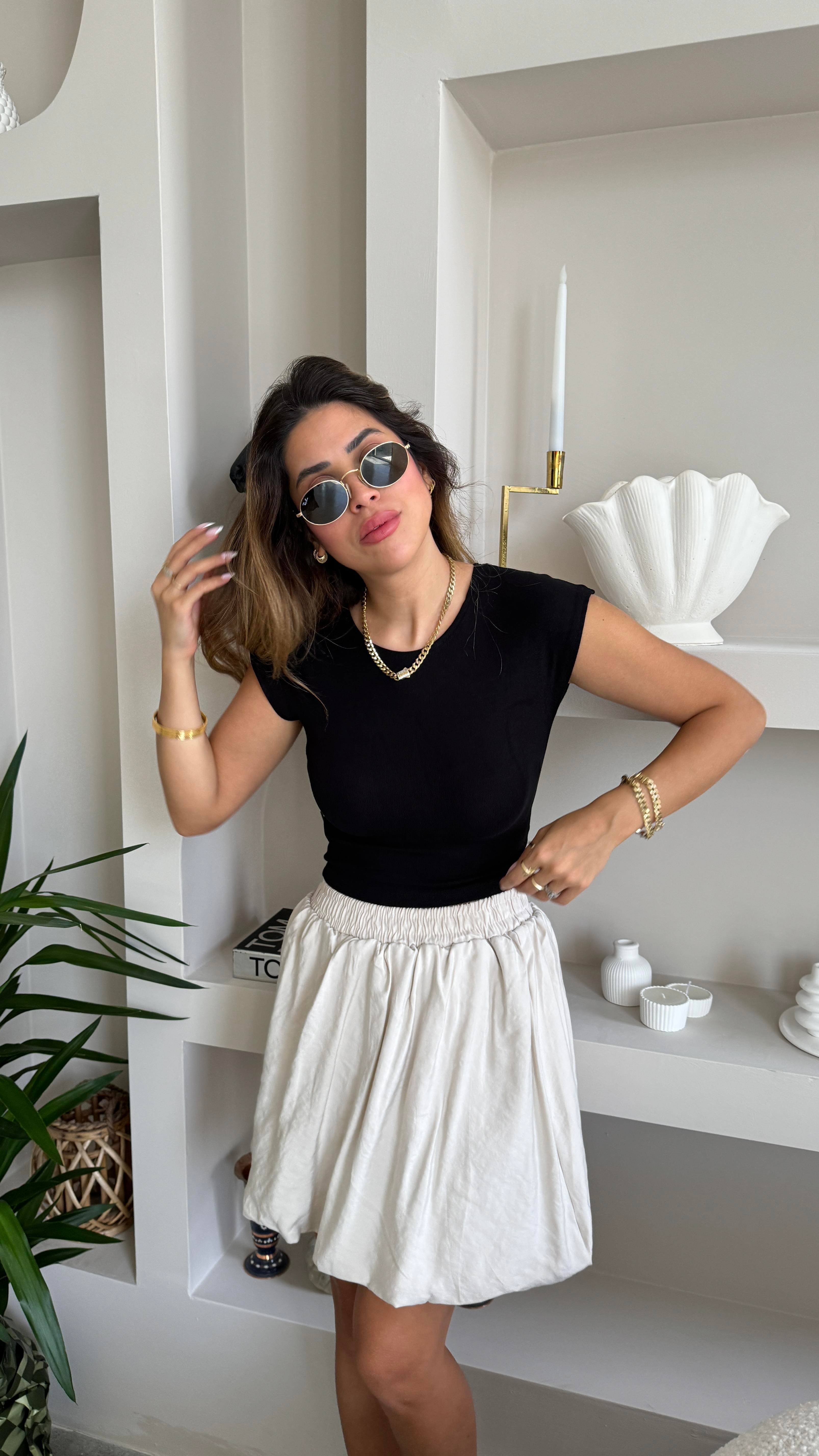 Siyah Modal Kumaş Basic Tshirt