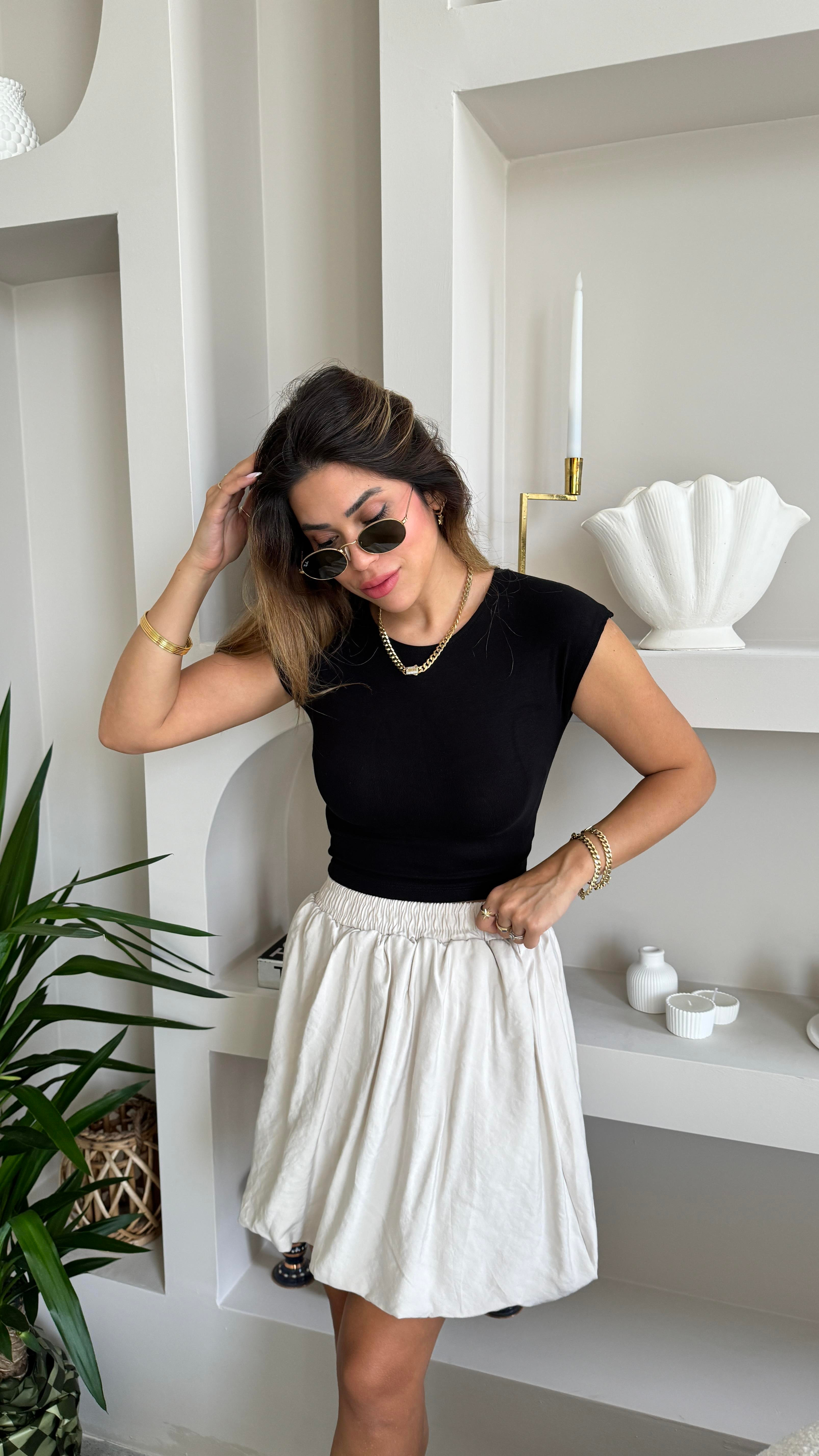 Siyah Modal Kumaş Basic Tshirt