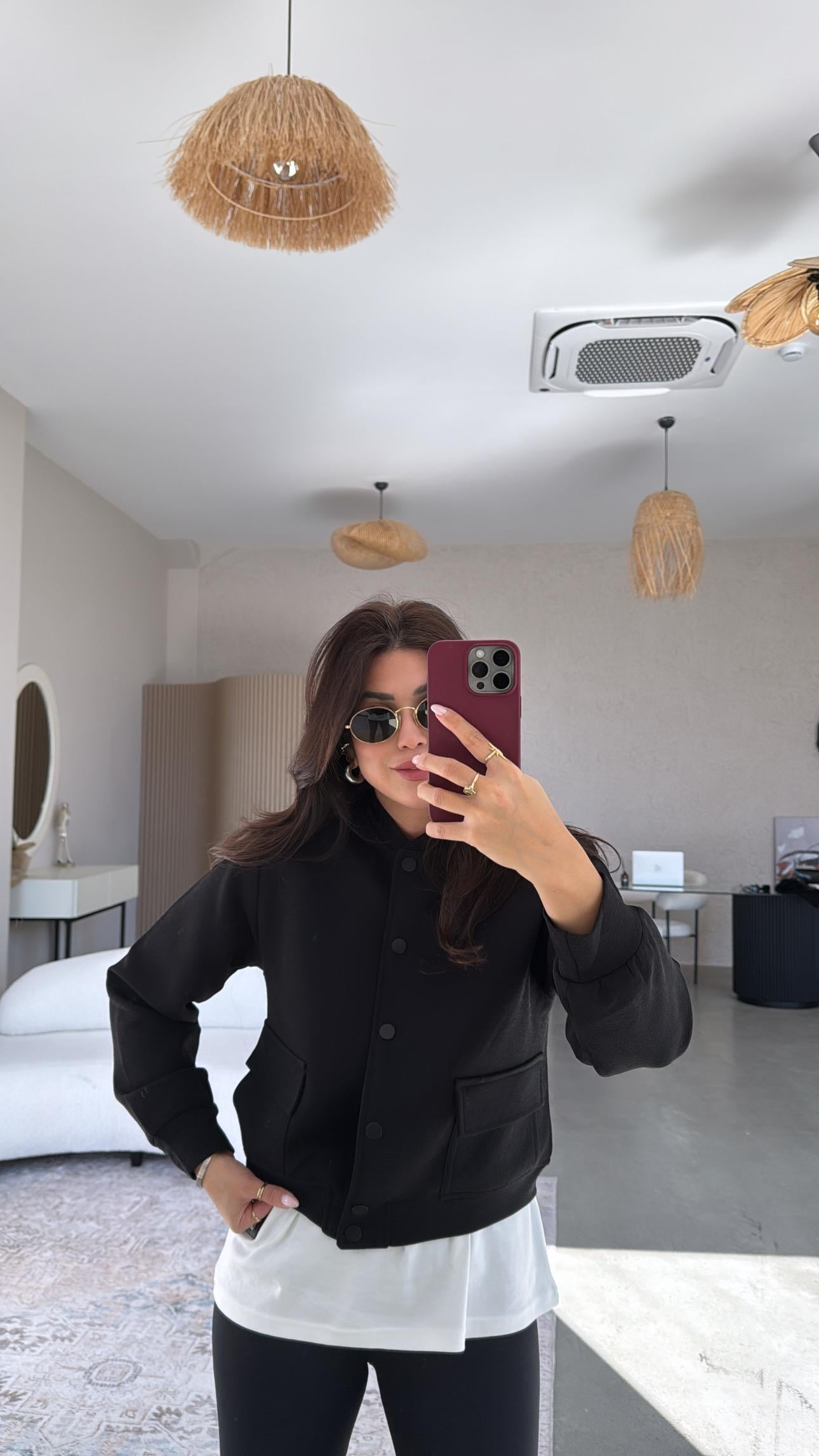 Siyah Muadil Bomber Ceket