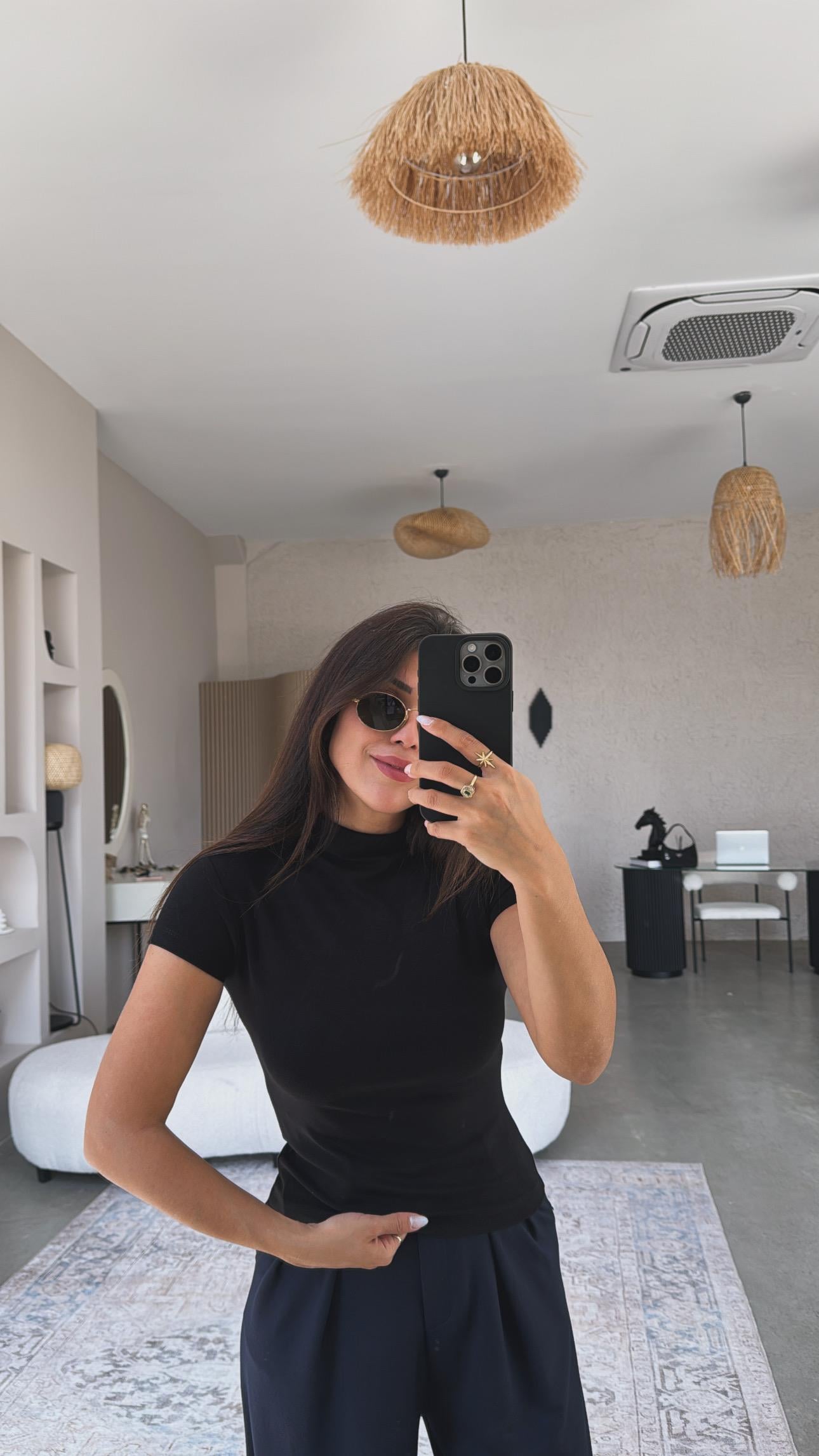 Siyah Oys Modal Dik Yaka Basic