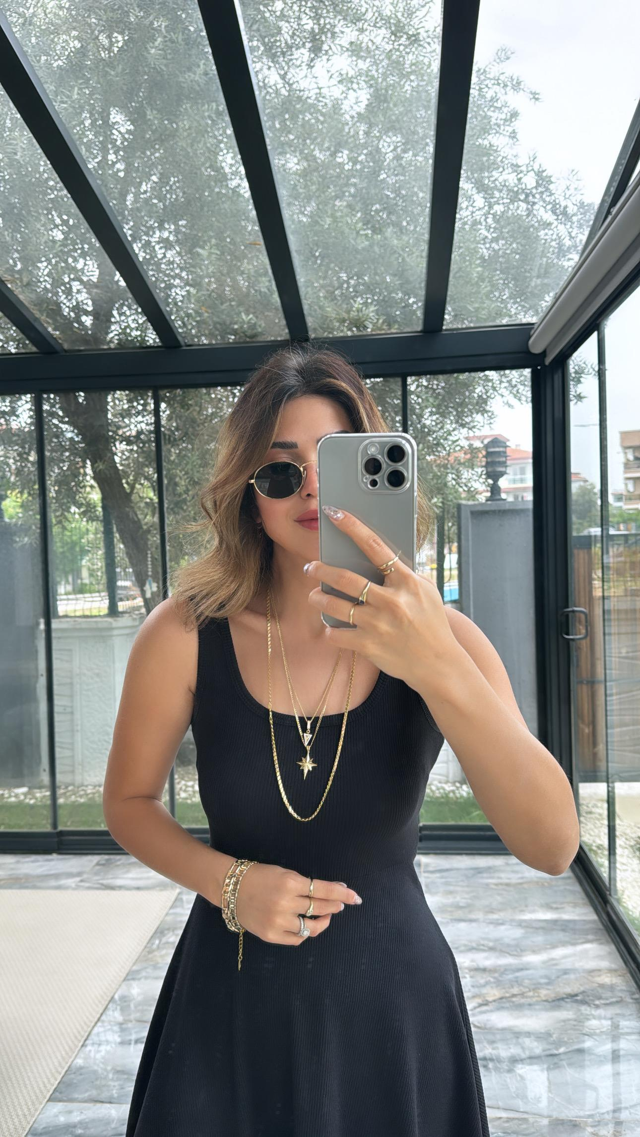 Siyah Özel Üretim Kaşkorse Basic Elbise