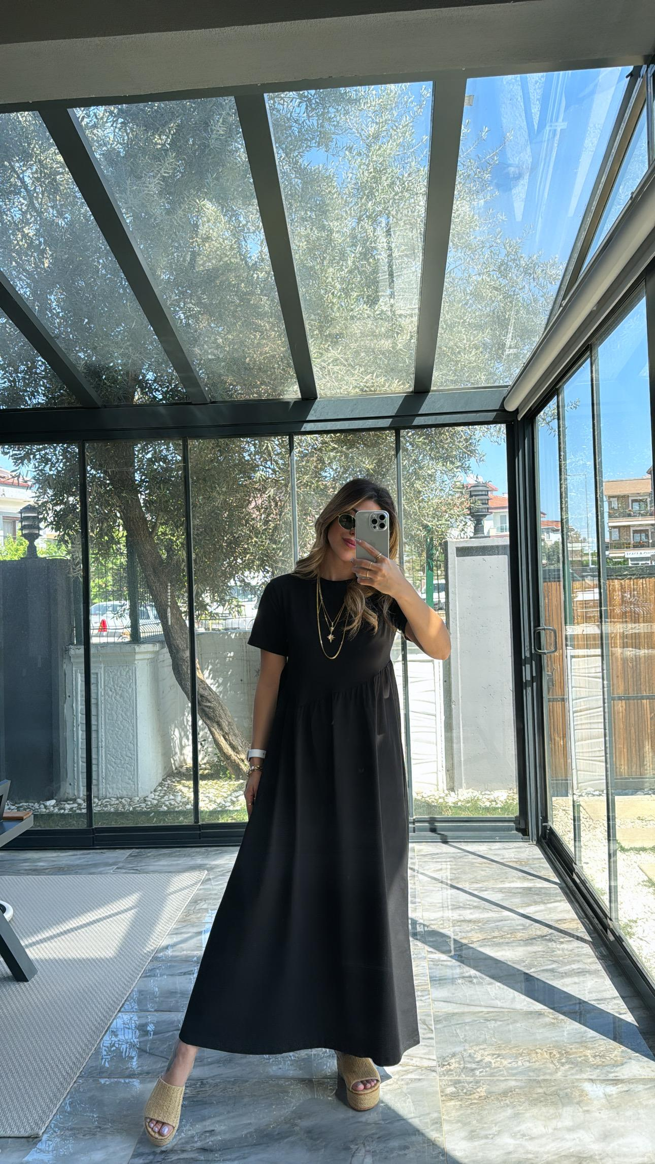 Siyah Pamuk Basic Elbise
