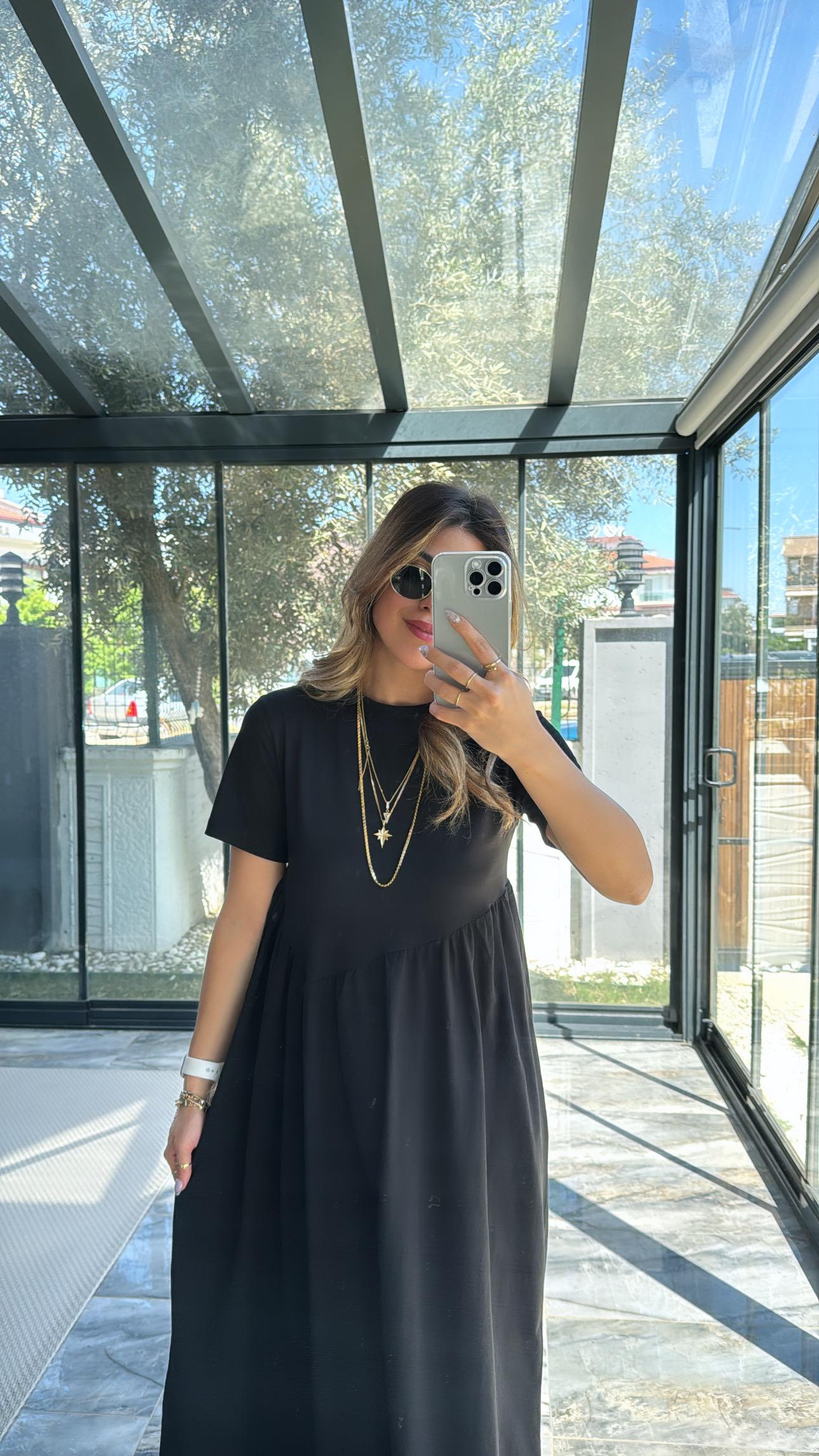 Siyah Pamuk Basic Elbise