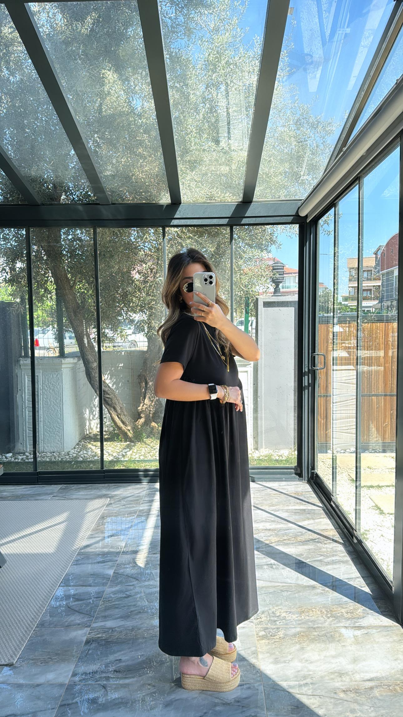Siyah Pamuk Basic Elbise