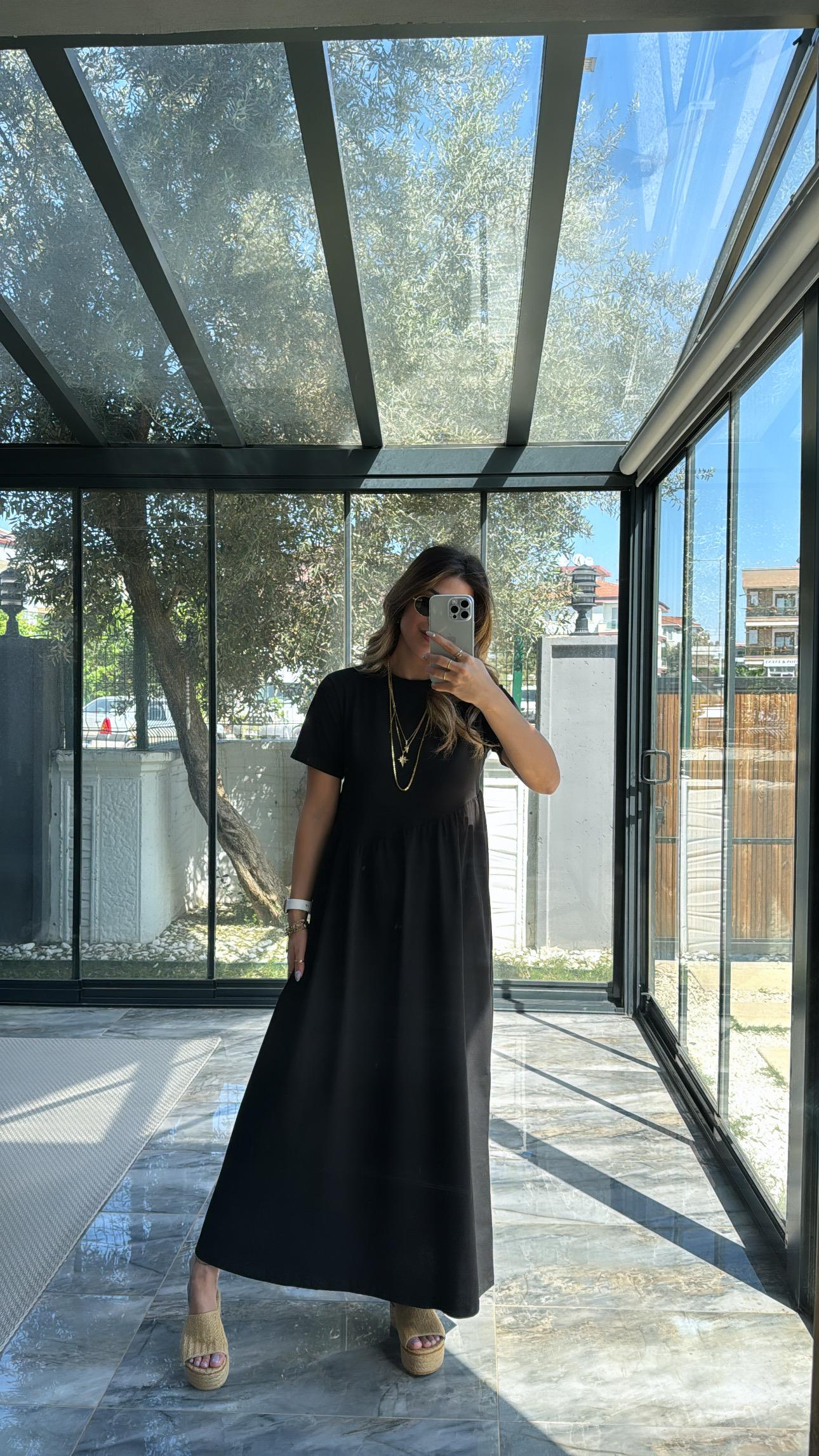 Siyah Pamuk Basic Elbise