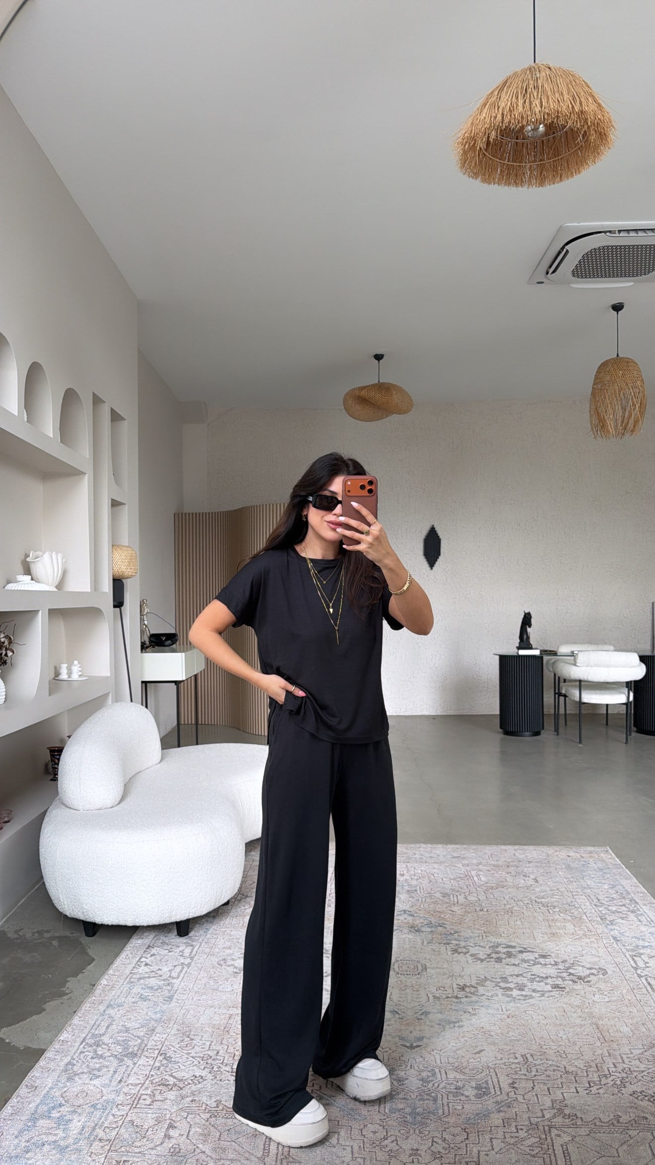 Siyah Pike Modal Basic Kısa Kollu Takım