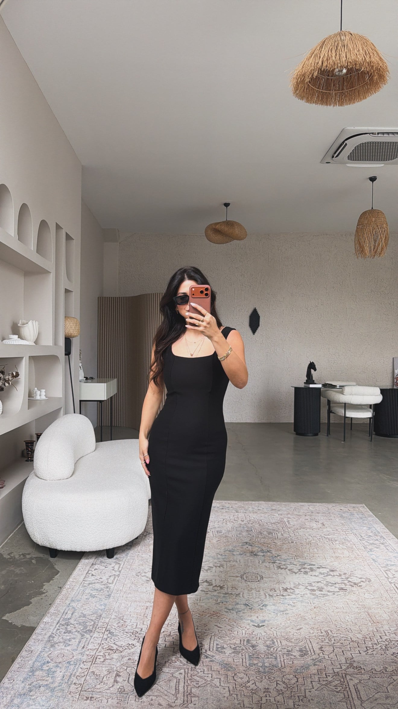Siyah Premium Kalın Askılı Kare Yaka Çelik Elbise