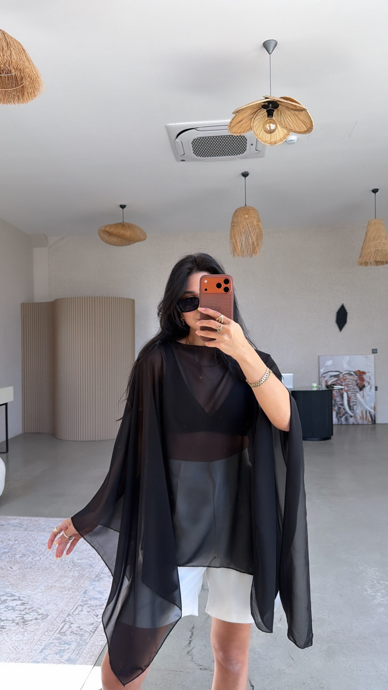 Siyah Şifon Transparan Panço