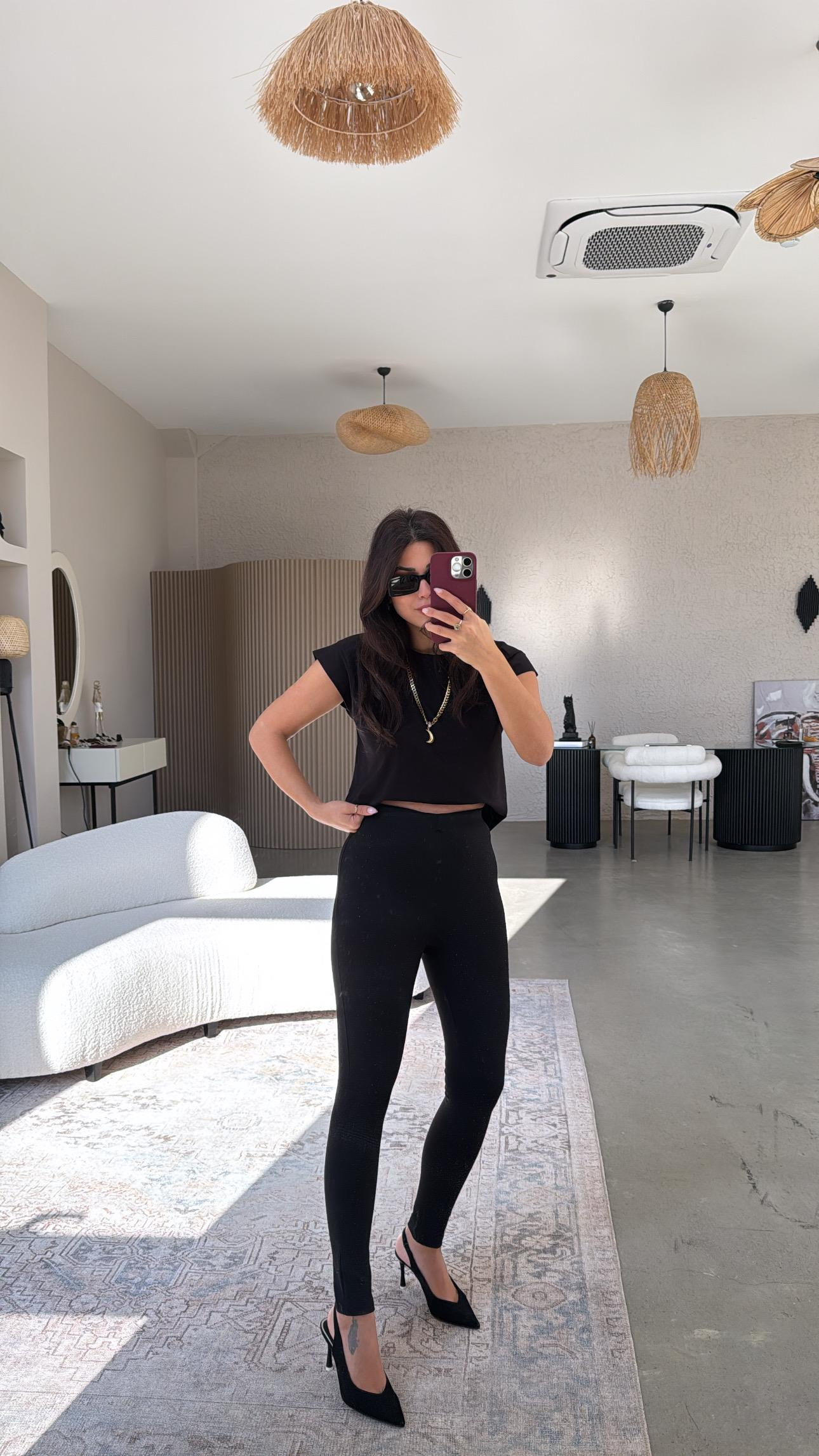 Siyah Taşlı Çelik Tayt