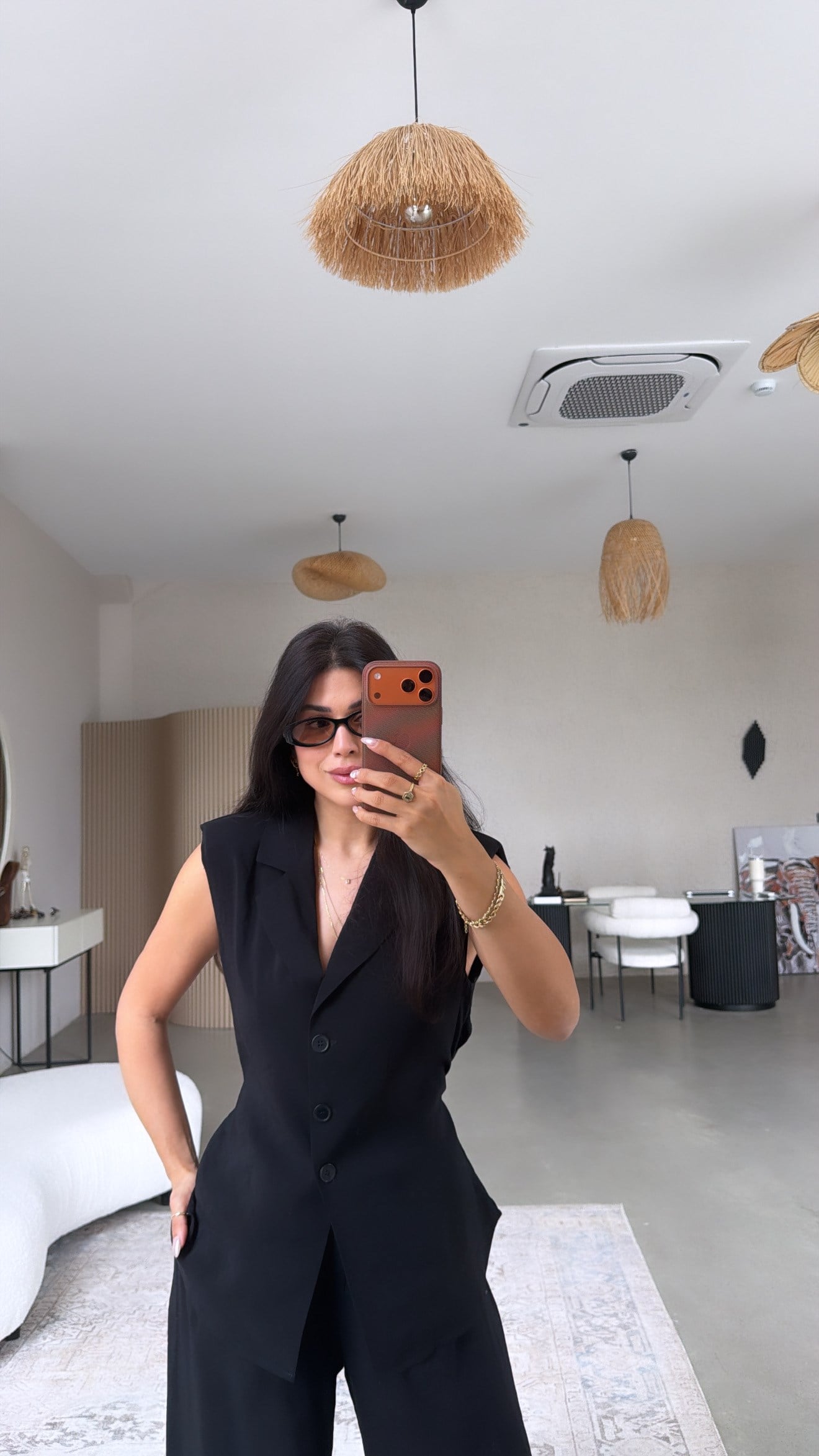 Siyah Vatkalı İpek Tensel Pantolon Yelek Takım